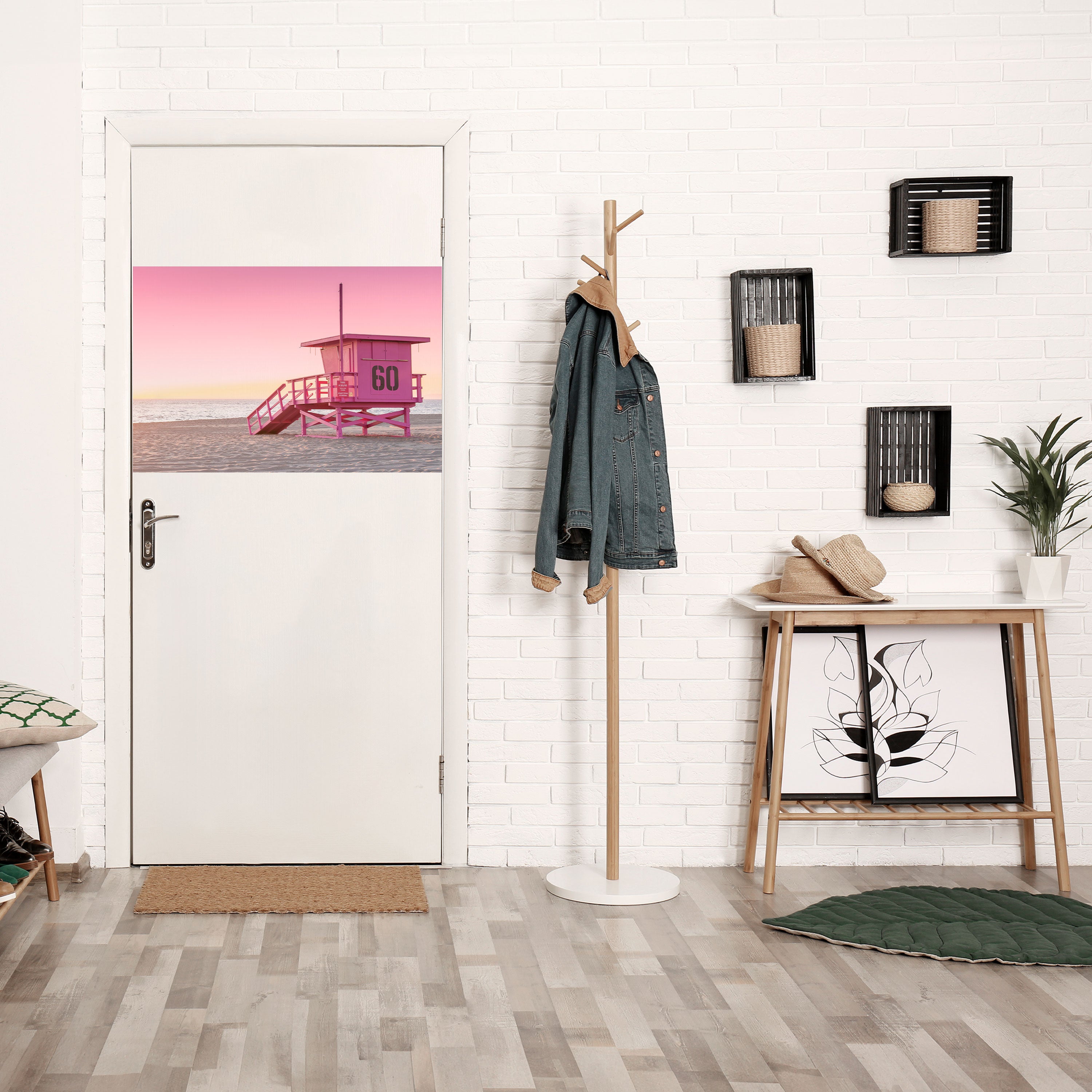 RELOJ PARAÍSO ROSA Póster horizontal autoadhesivo