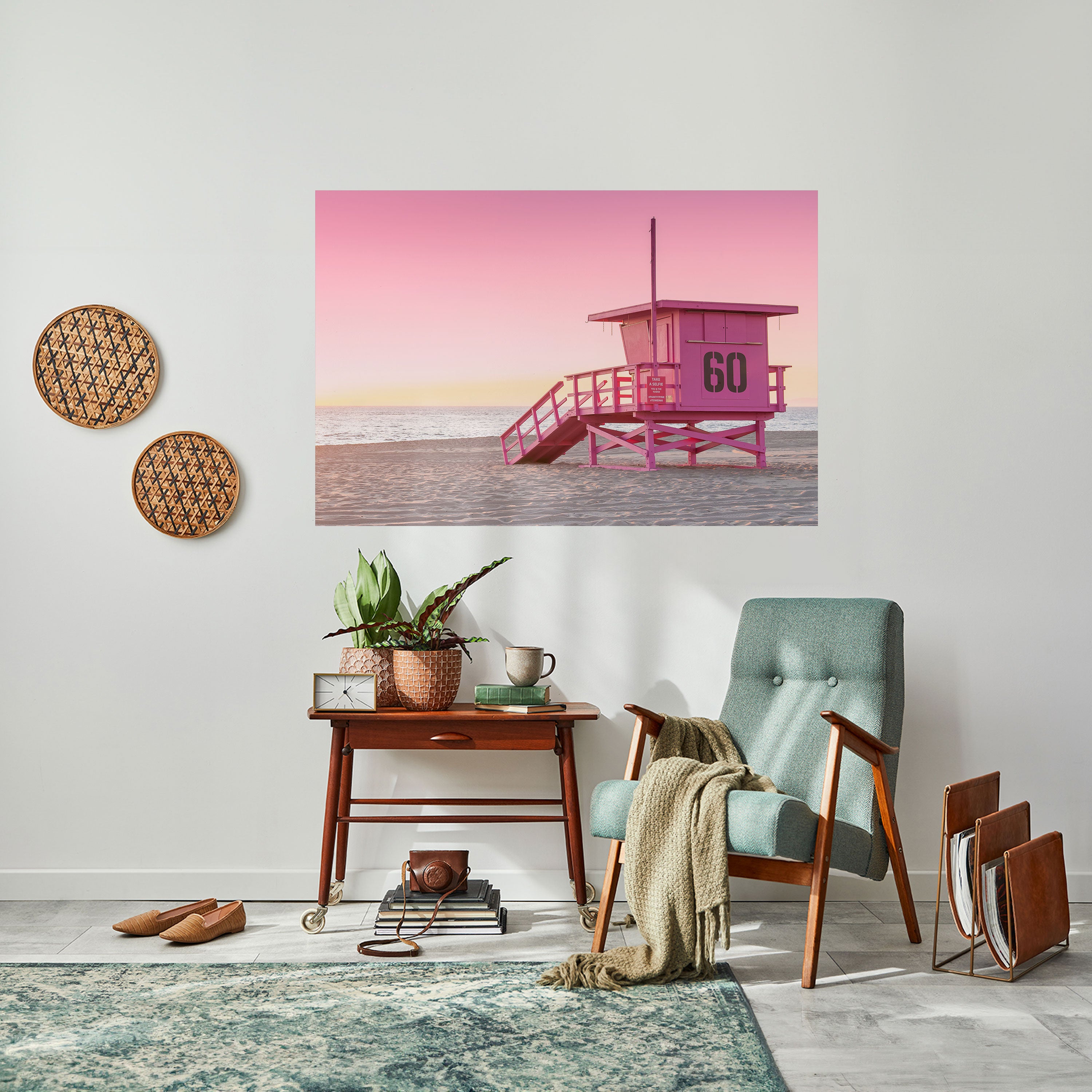 RELOJ PARAÍSO ROSA Póster horizontal autoadhesivo