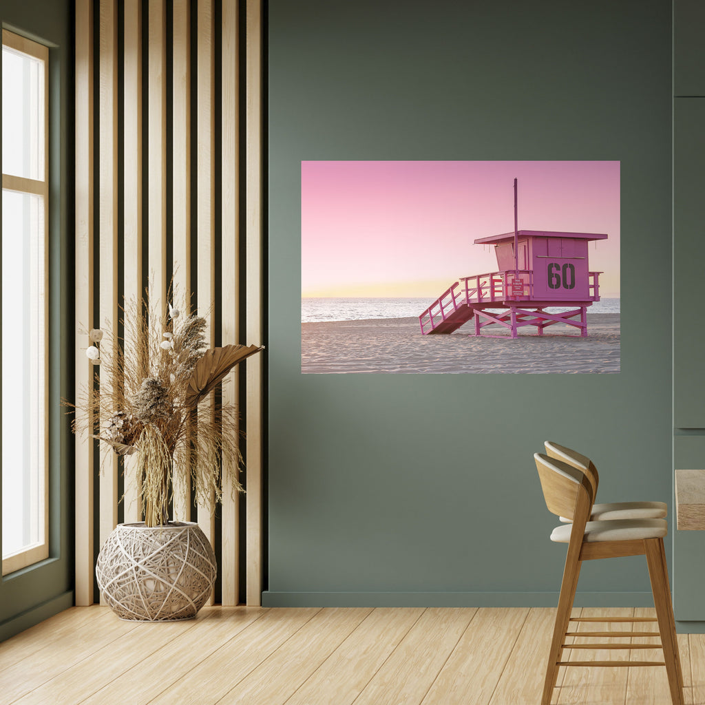 RELOJ PARAÍSO ROSA Póster horizontal autoadhesivo