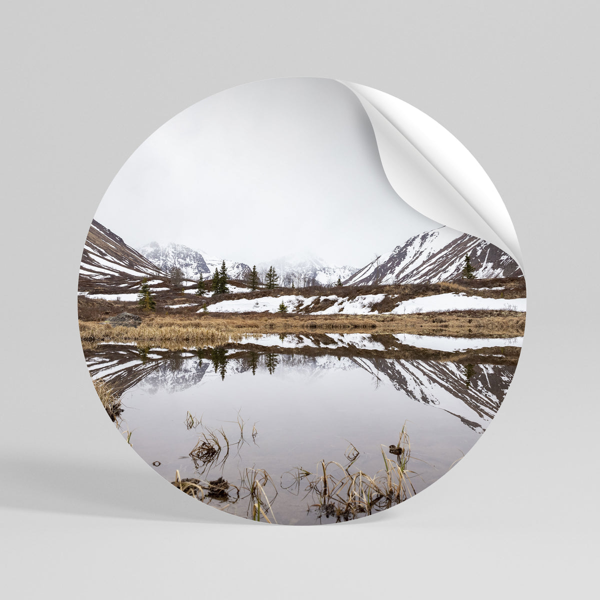 SNOW-KISSED REFLECTIONS Vinilo adhesivo redondo