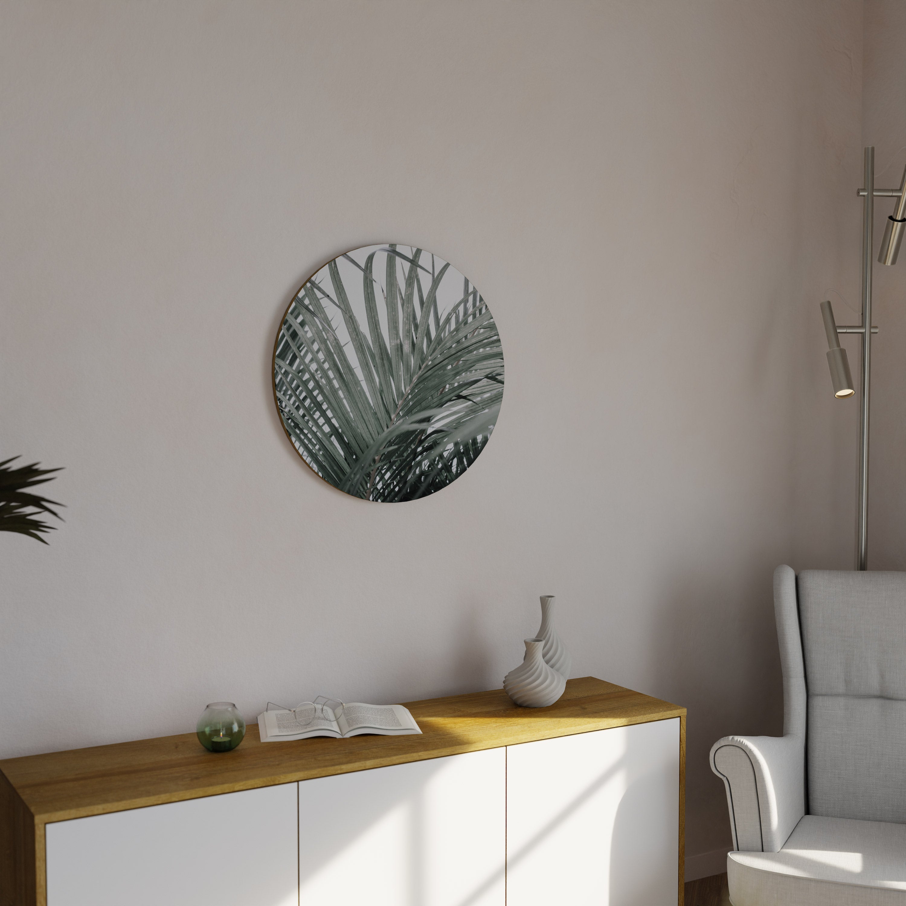 PALM WHISPERS Round Wall Art