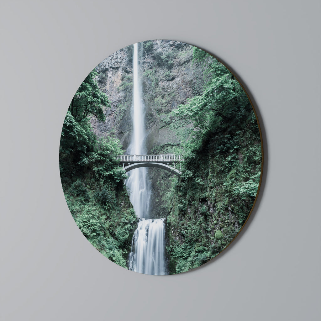 MYSTICAL WATERSCAPE BRIDGE Round Wall Art
