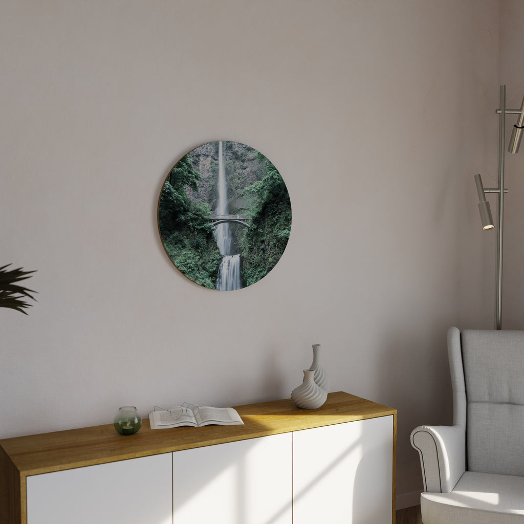 MYSTICAL WATERSCAPE BRIDGE Round Wall Art