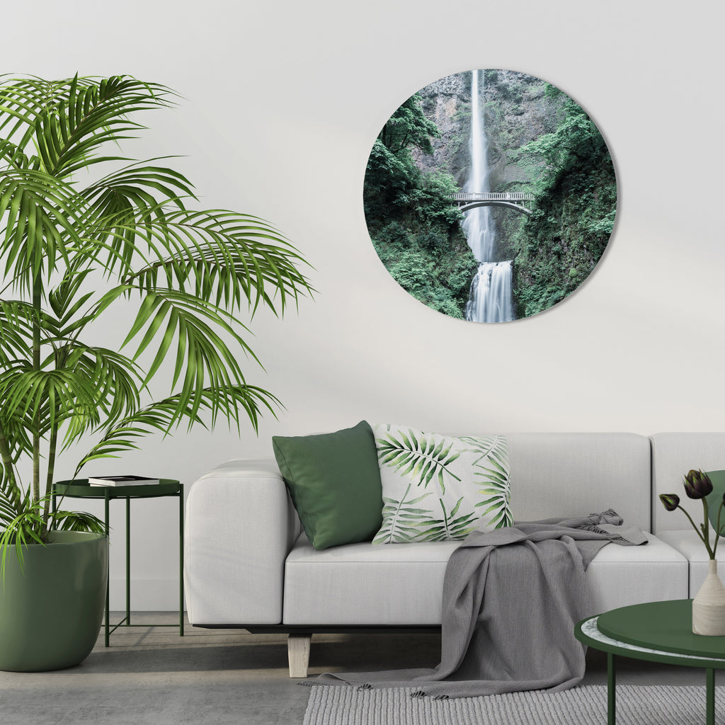 MYSTICAL WATERSCAPE BRIDGE Round Wall Art