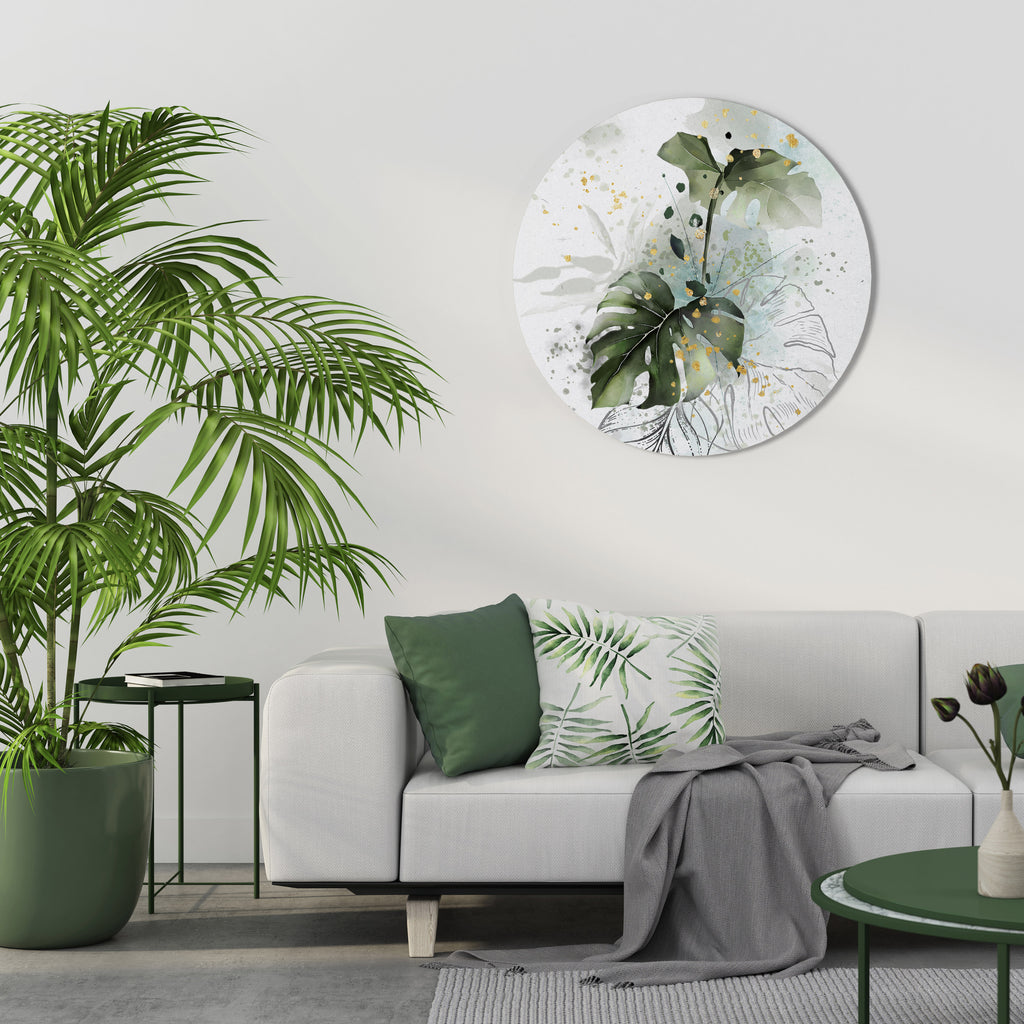 VIVID LEAF SYMPHONY Round Wall Art