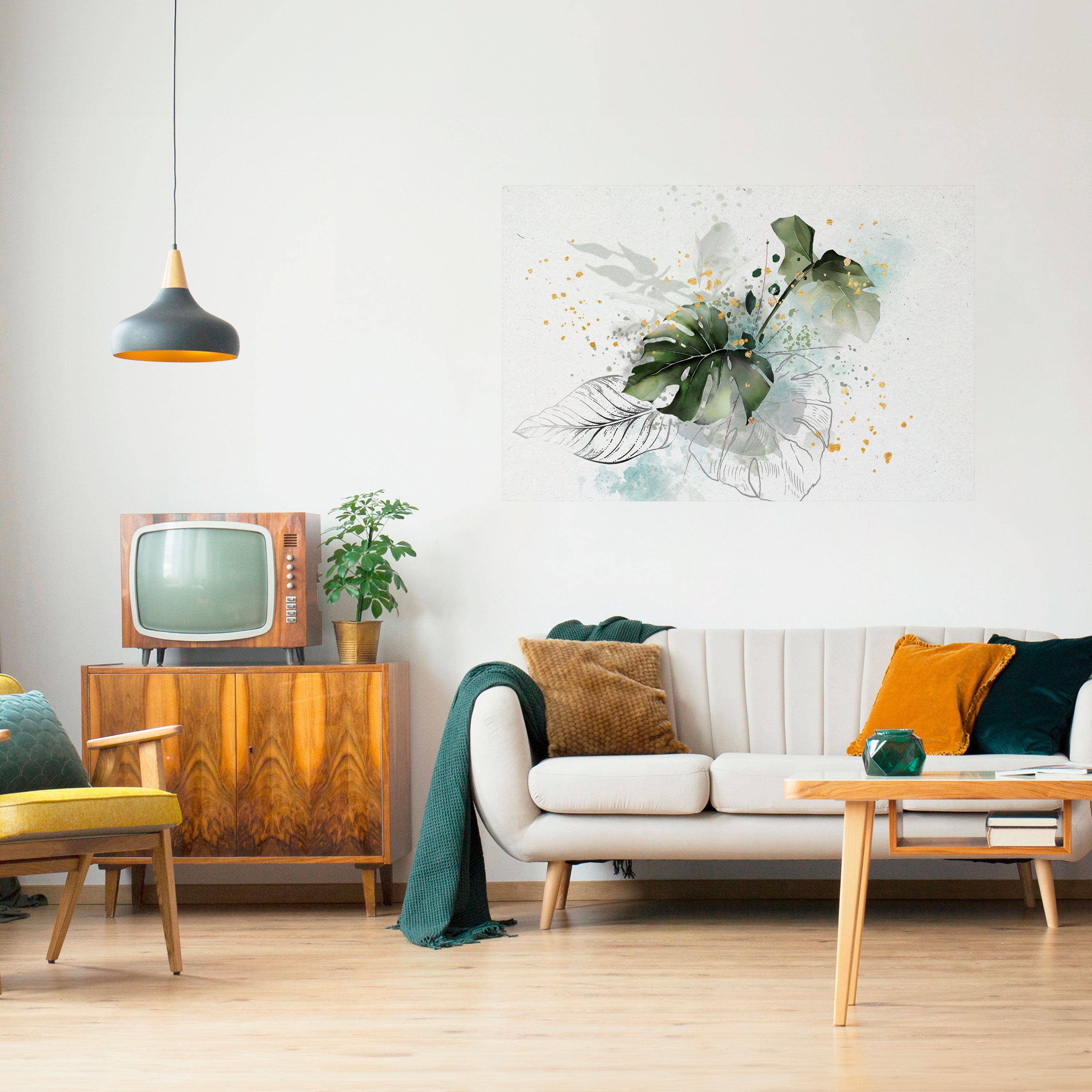 SINFONÍA DE HOJAS VÍVIDAS Póster horizontal autoadhesivo