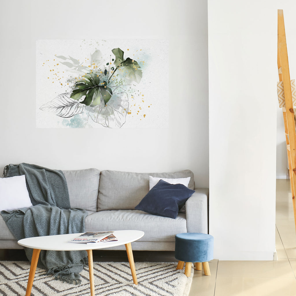 SINFONÍA DE HOJAS VÍVIDAS Póster horizontal autoadhesivo