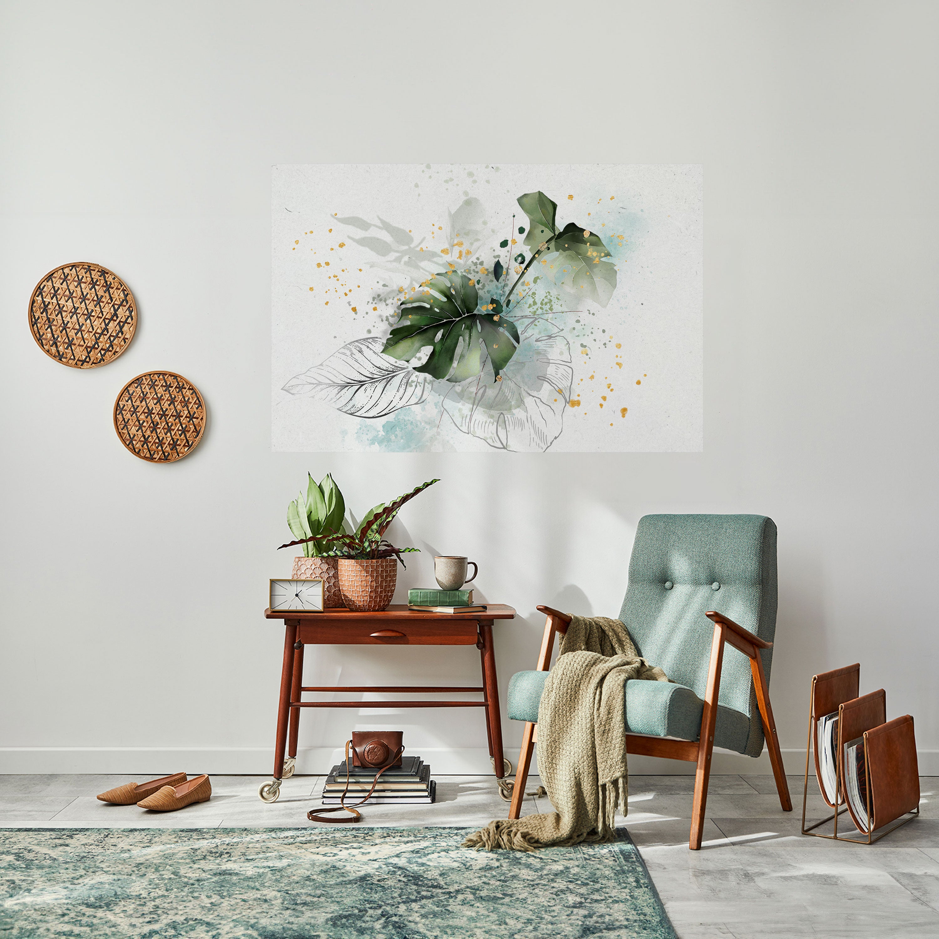 SINFONÍA DE HOJAS VÍVIDAS Póster horizontal autoadhesivo