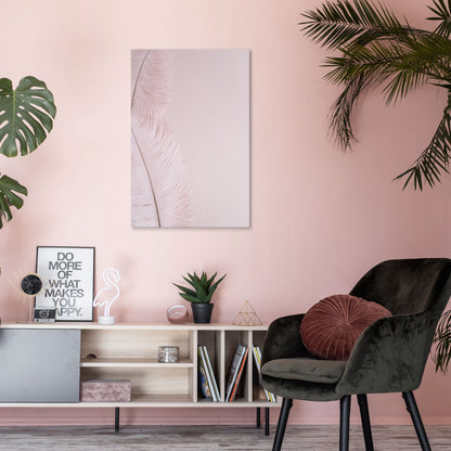WHISPERING PINK FEATHERS Cuadro en lienzo vertical