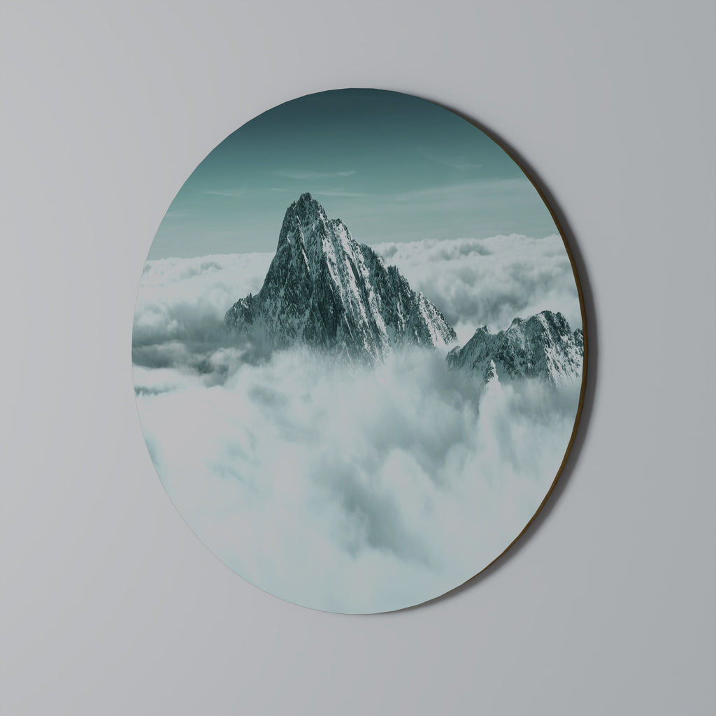 CLOUD-KISSED PEAK Round Wall Art