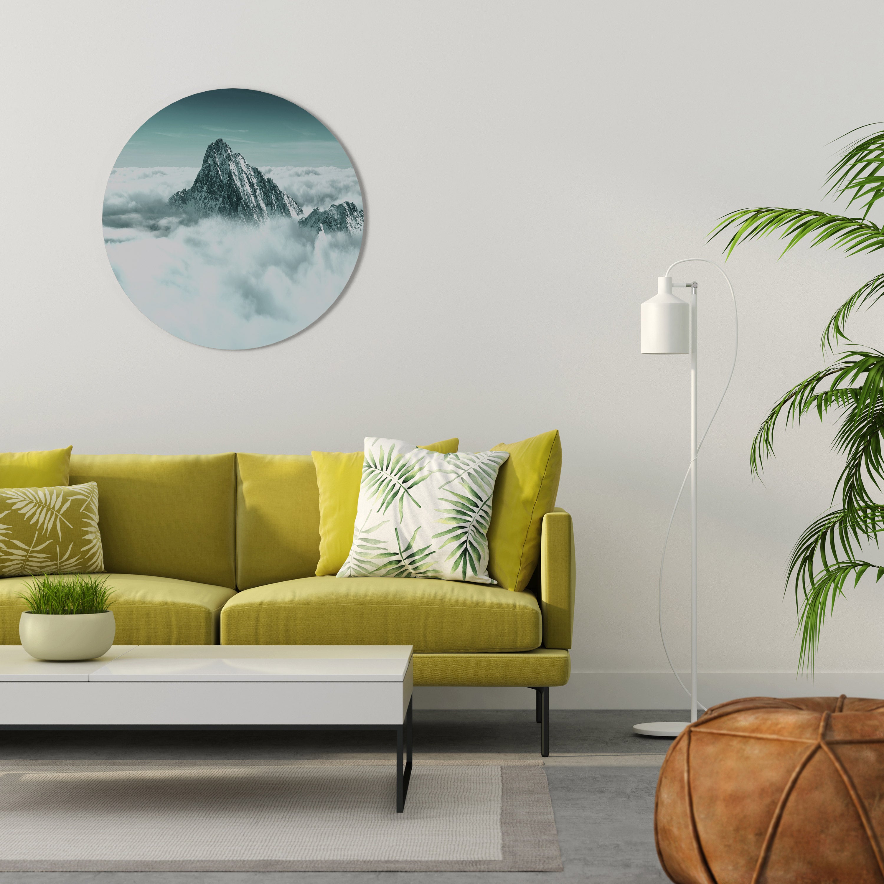 CLOUD-KISSED PEAK Round Wall Art