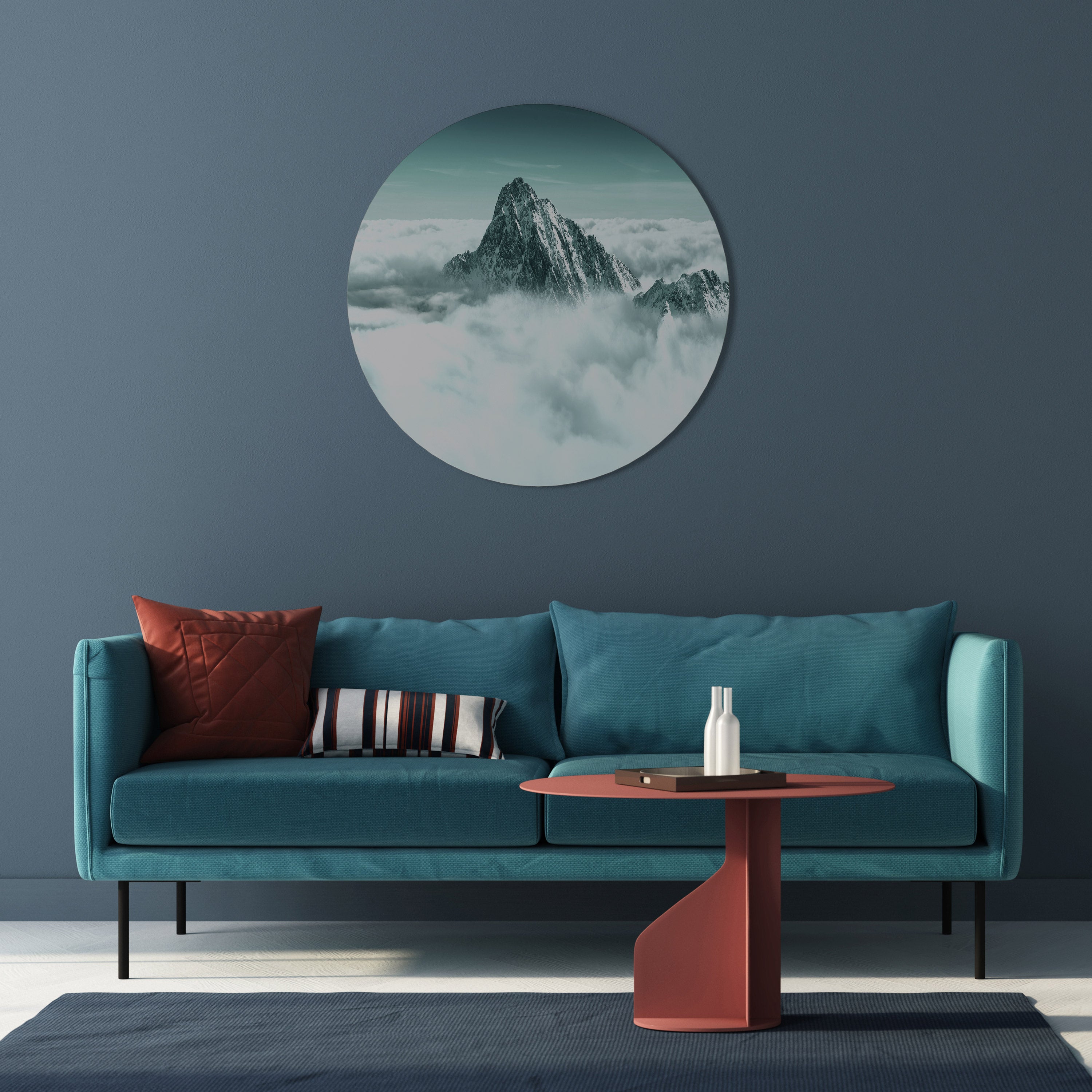 CLOUD-KISSED PEAK Round Wall Art