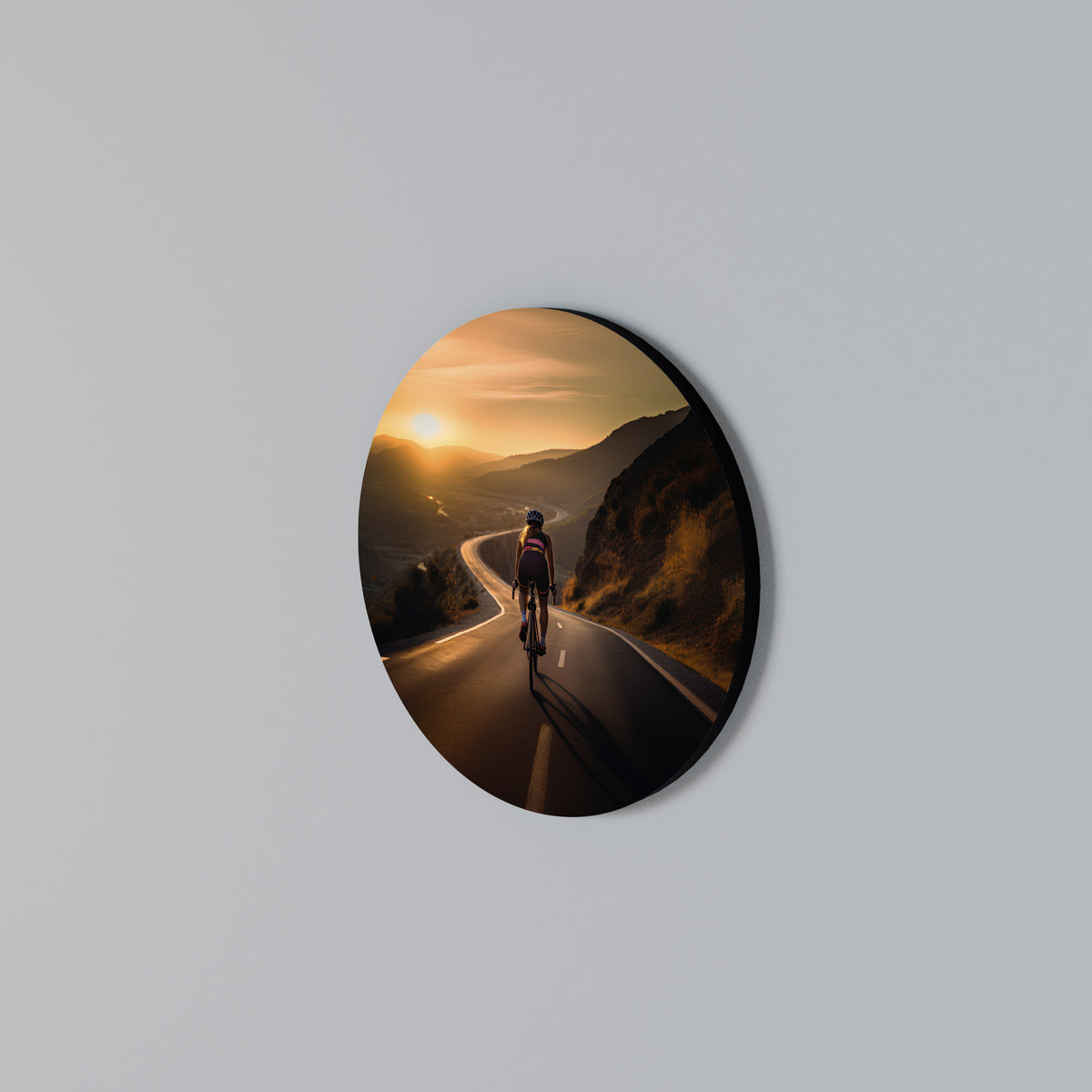 RIDE INTO GOLD Arte de pared redondo