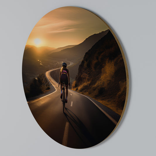 RIDE INTO GOLD Arte de pared redondo