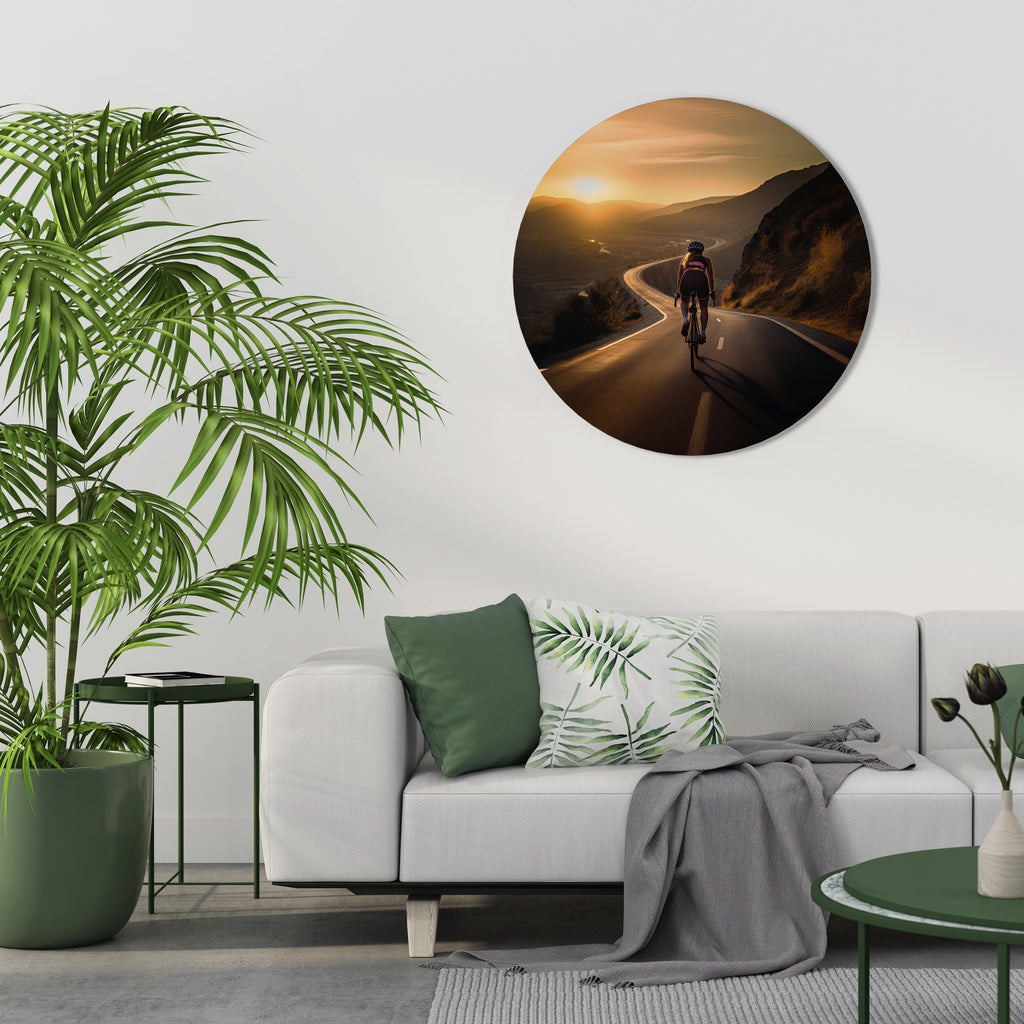 RIDE INTO GOLD Round Wall Art