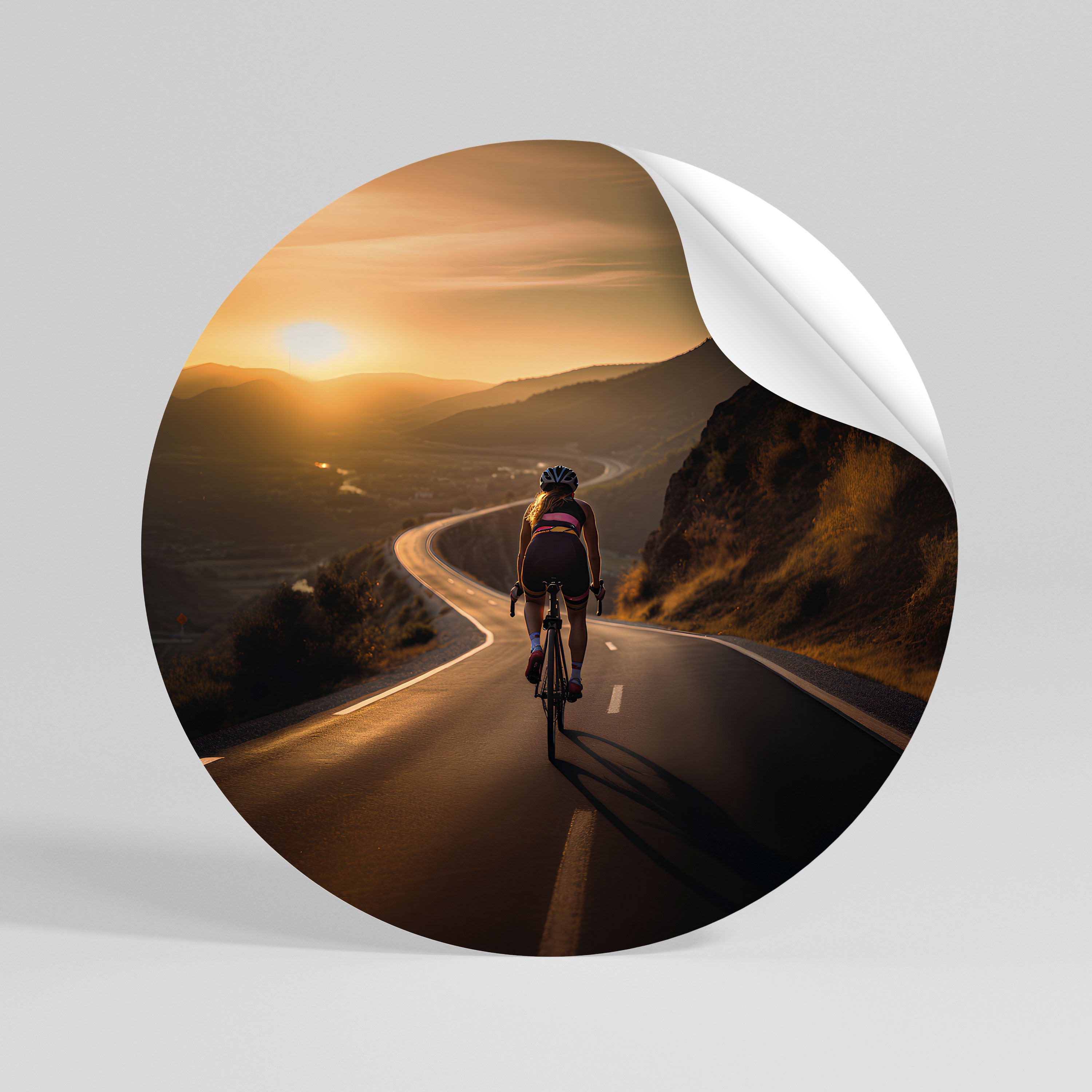 RIDE INTO GOLD Peel and Stick Round Sticker