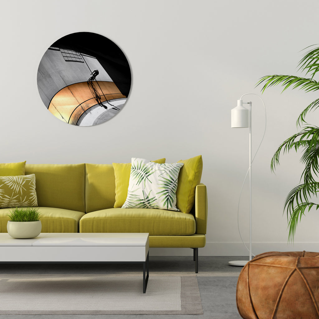 ORANGE ARC AMBIENCE Round Wall Art