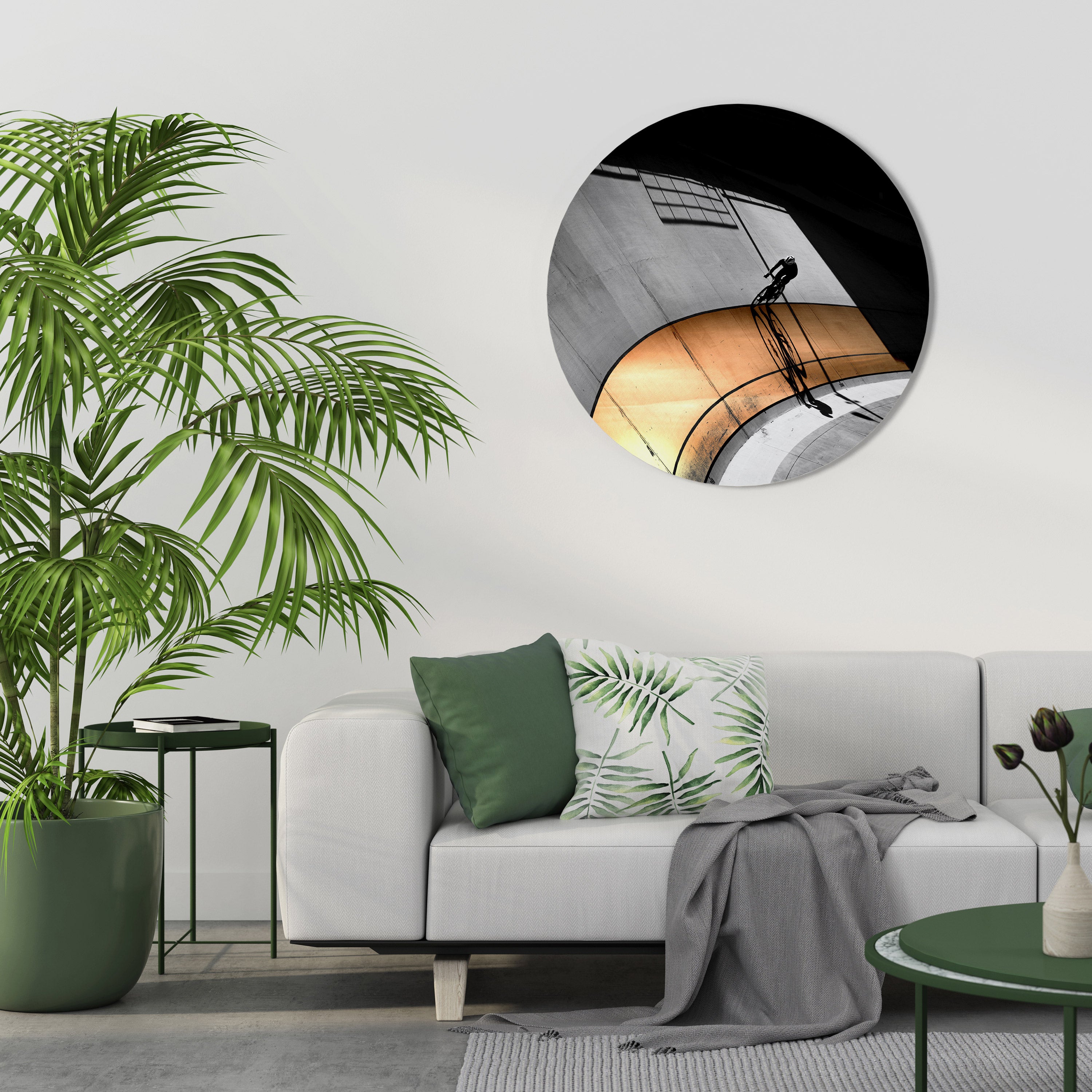 ORANGE ARC AMBIENCE Round Wall Art