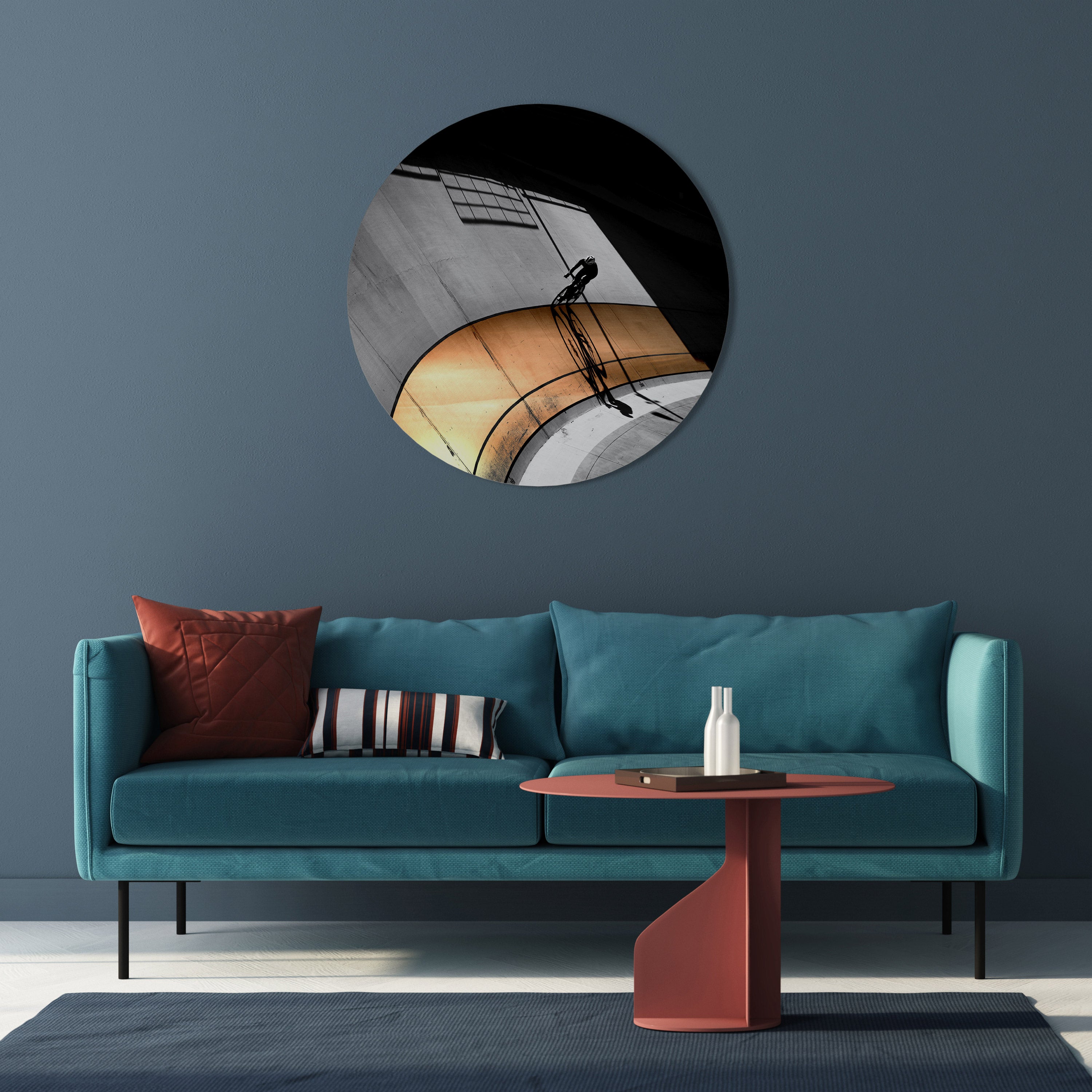 ORANGE ARC AMBIENCE Round Wall Art