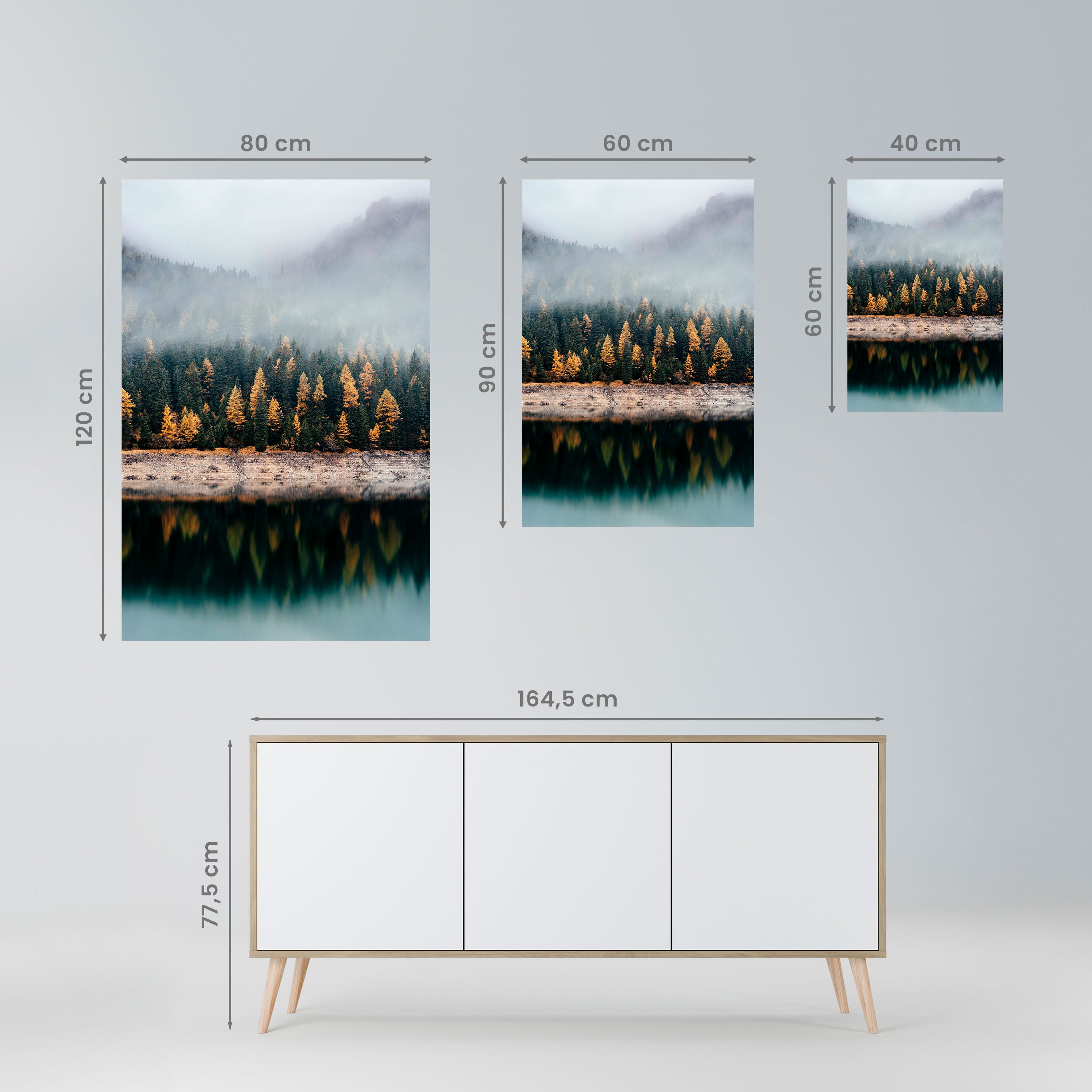 GOLDEN TREES IN FOG Peel and Stick Vertical Poster