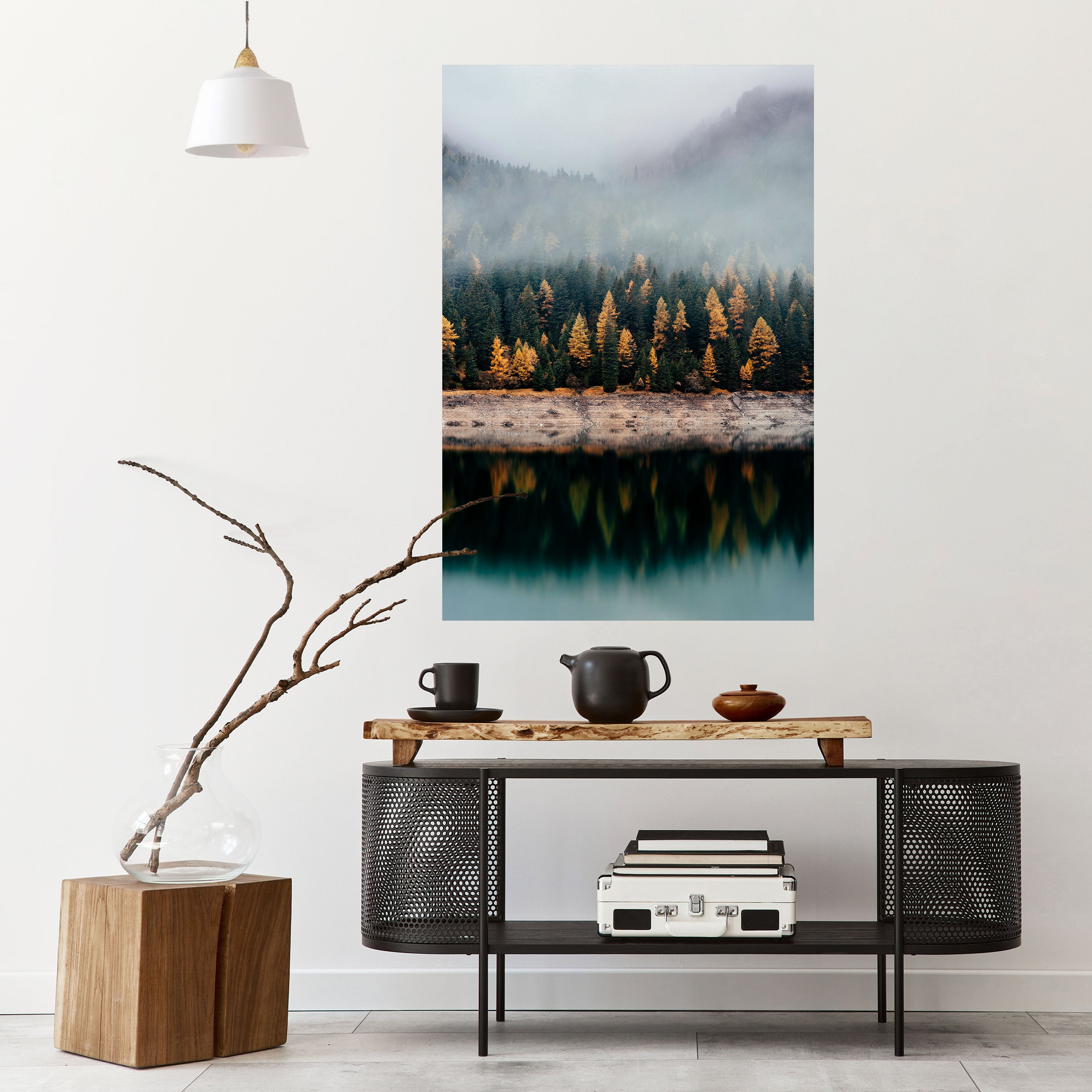 GOLDEN TREES IN FOG Peel and Stick Vertical Poster