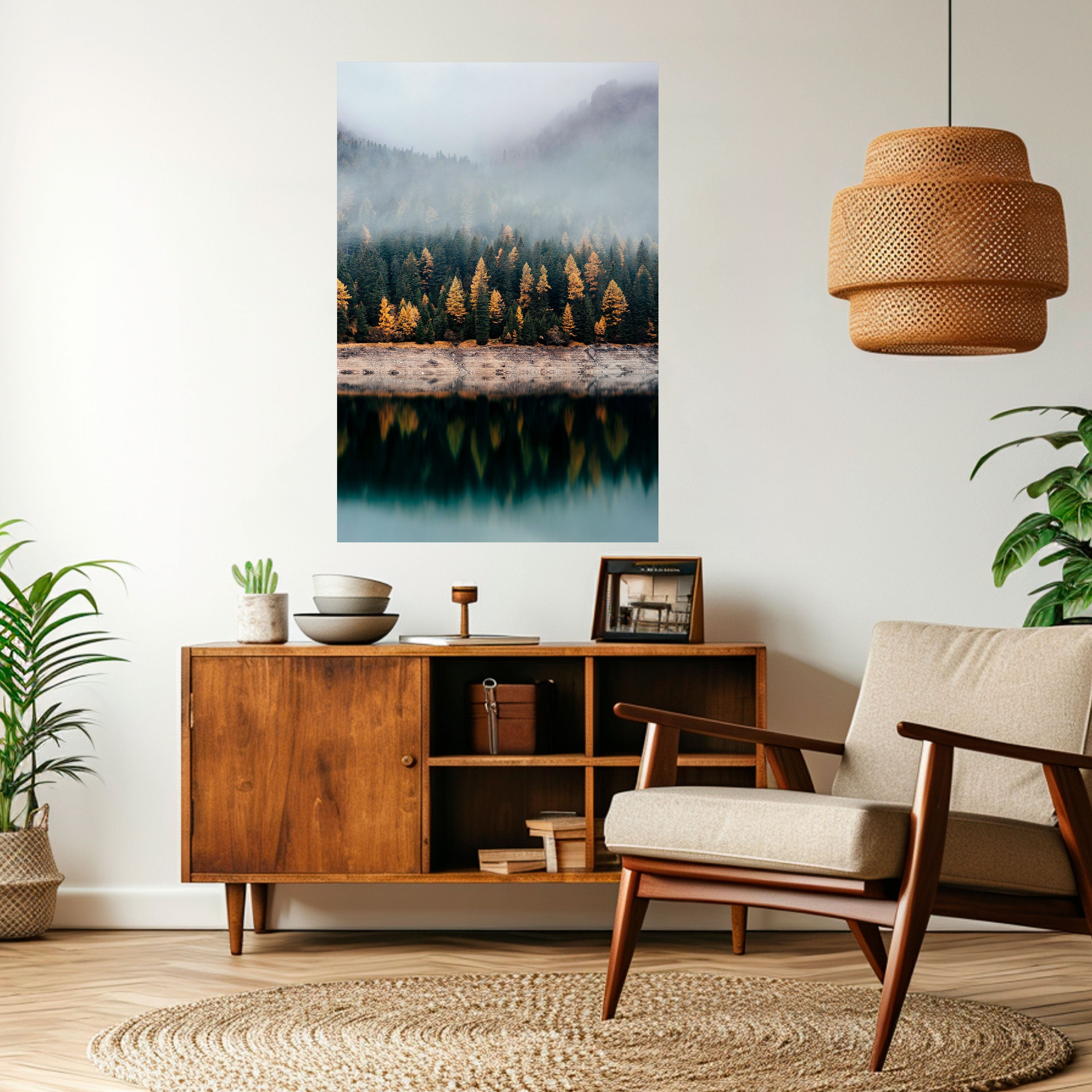 GOLDEN TREES IN FOG Peel and Stick Vertical Poster