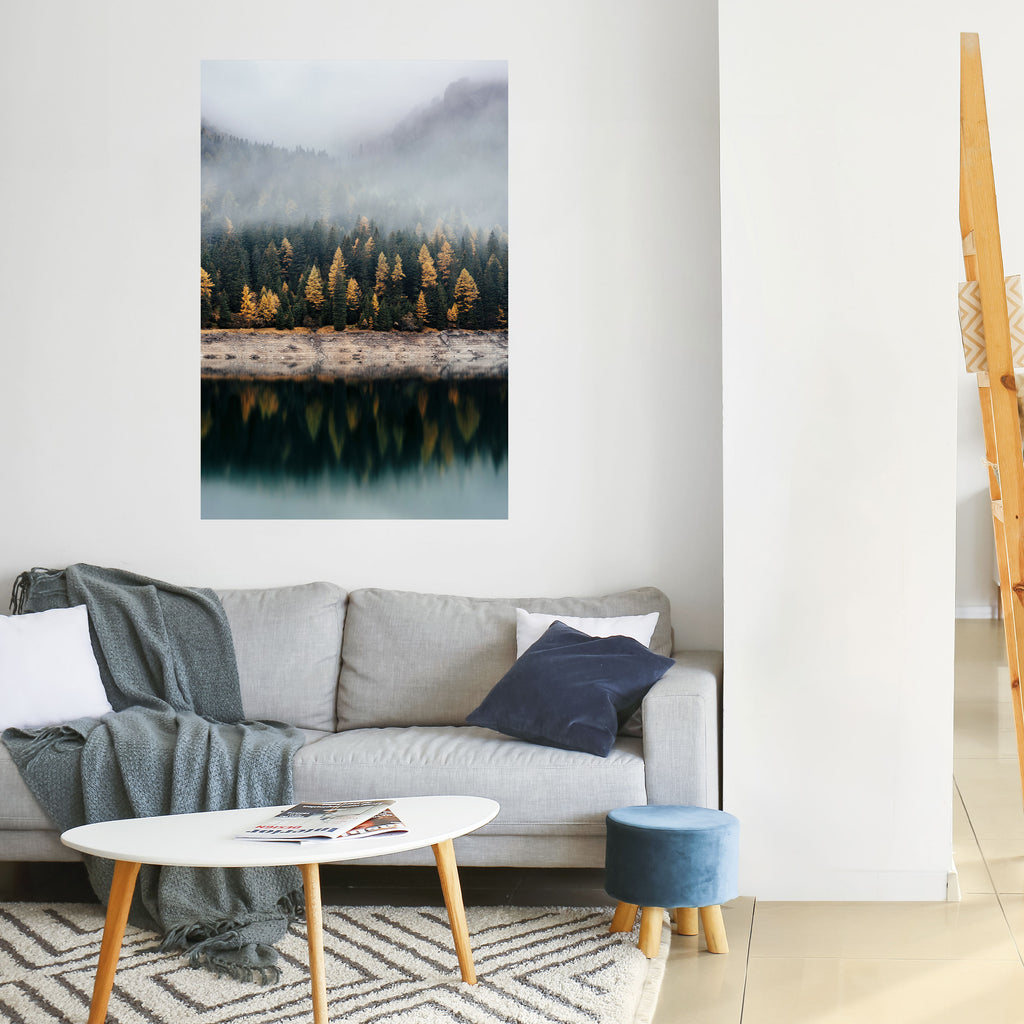 GOLDEN TREES IN FOG Peel and Stick Vertical Poster
