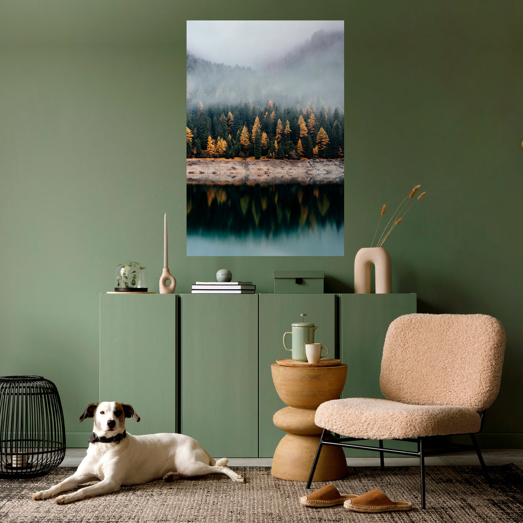 GOLDEN TREES IN FOG Peel and Stick Vertical Poster