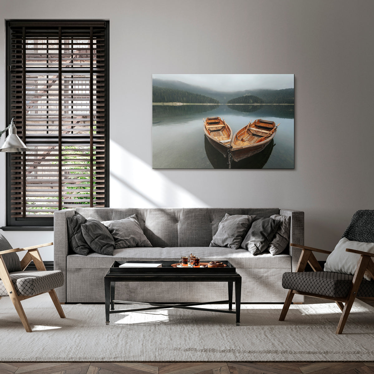 HARMONY OF BOATS Cuadro en lienzo horizontal