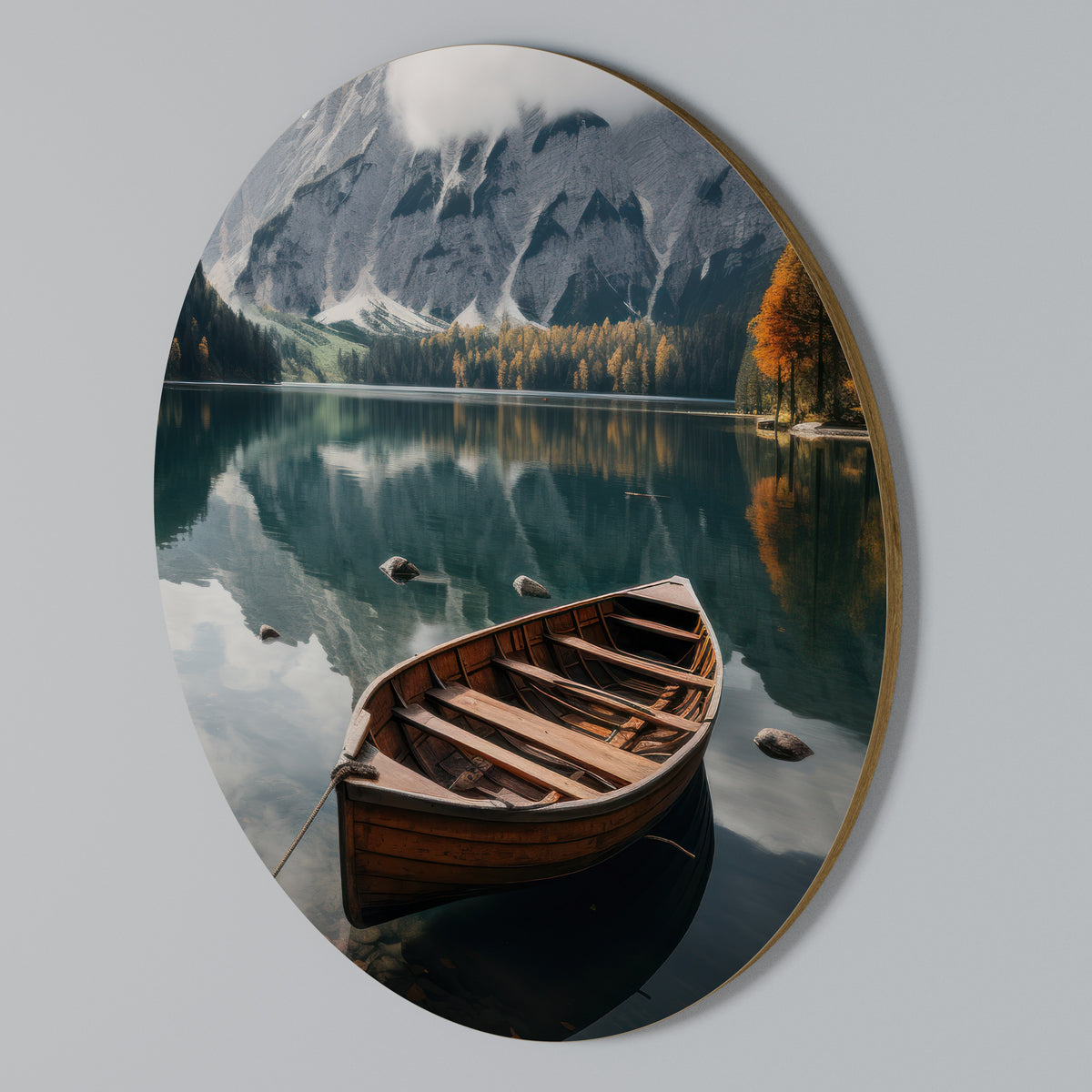 MOUNTAINSIDE REFLECTIONS Arte de pared redondo