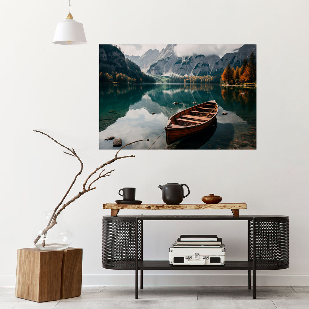 REFLEXIONES EN LA LADERA DE LA MONTAÑA Póster horizontal autoadhesivo