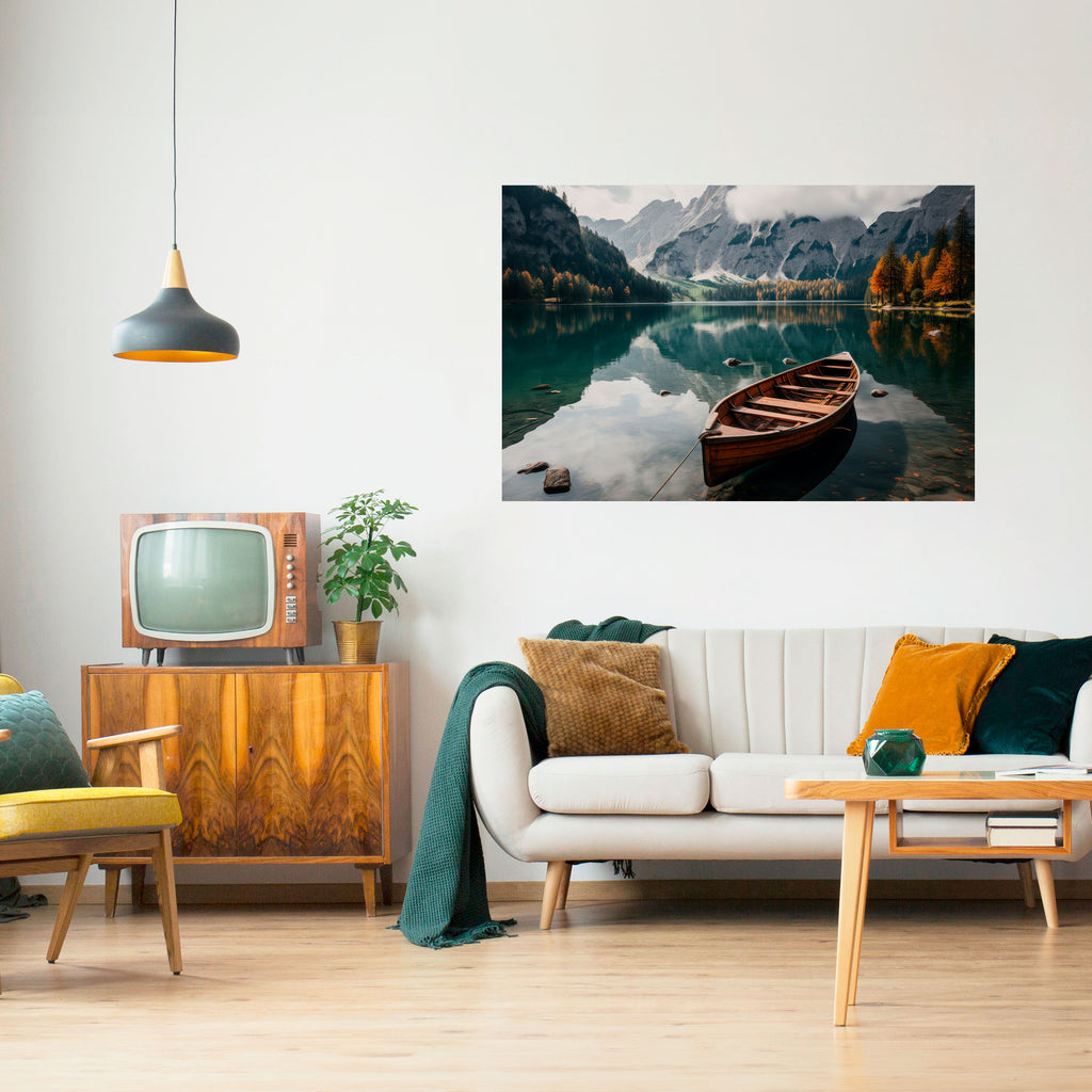 REFLEXIONES EN LA LADERA DE LA MONTAÑA Póster horizontal autoadhesivo