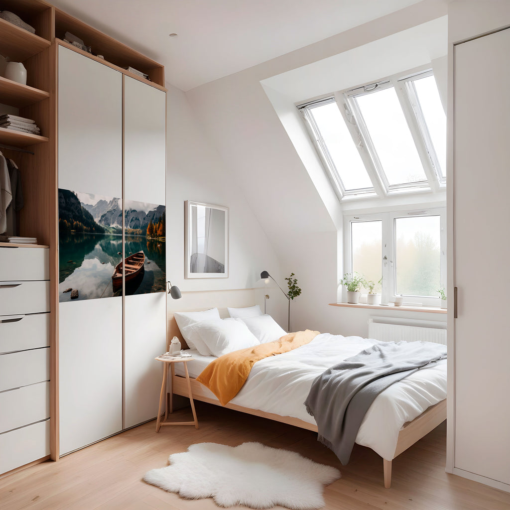 REFLEXIONES EN LA LADERA DE LA MONTAÑA Póster horizontal autoadhesivo