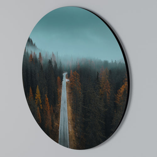 SERENE ROADWAY ESCAPE Round Wall Art