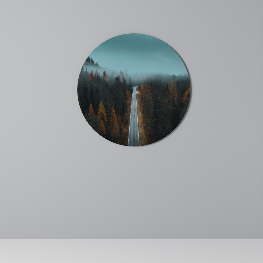 SERENE ROADWAY ESCAPE Round Wall Art