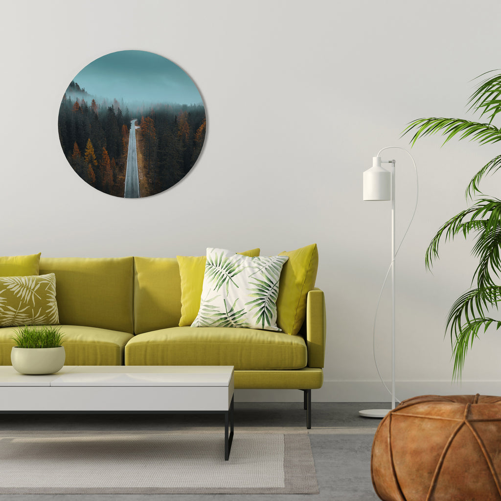 SERENE ROADWAY ESCAPE Round Wall Art