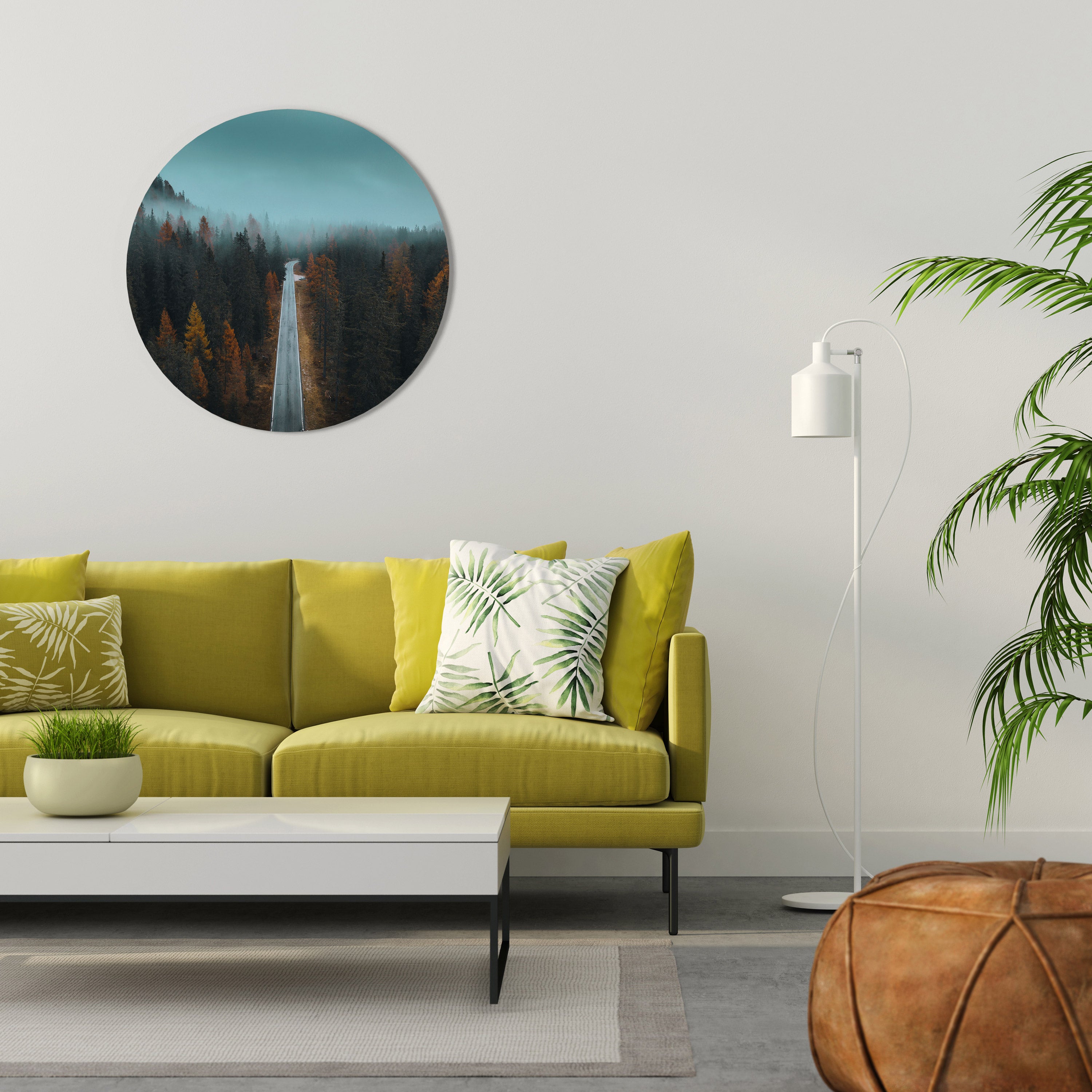 SERENE ROADWAY ESCAPE Round Wall Art