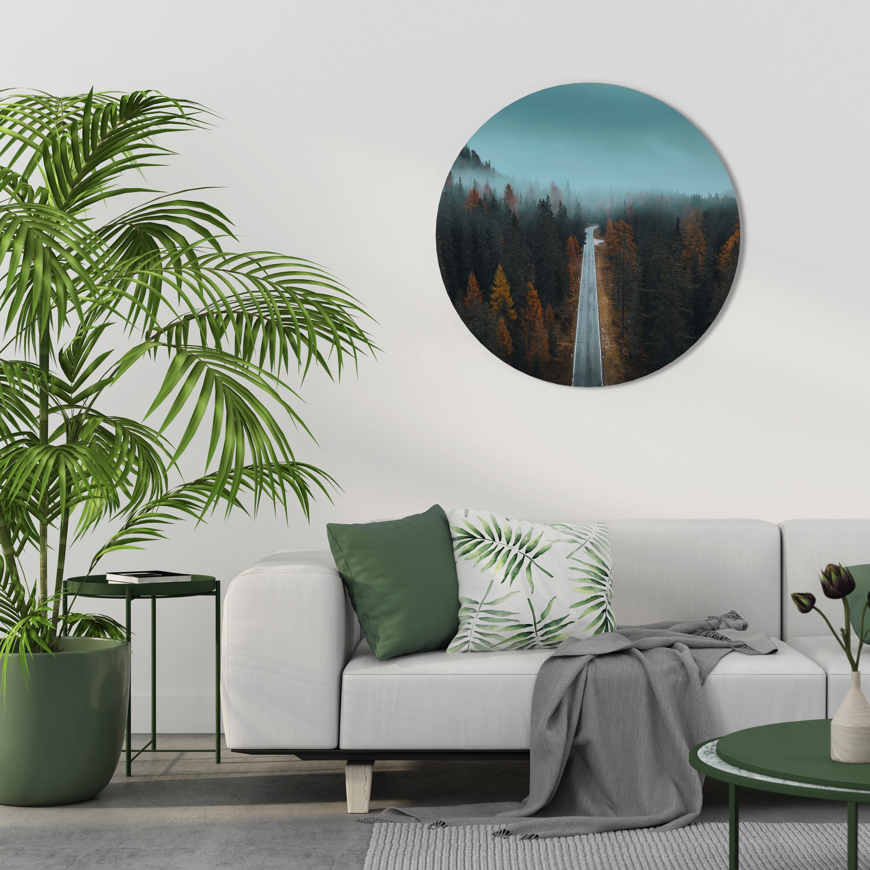 SERENE ROADWAY ESCAPE Round Wall Art