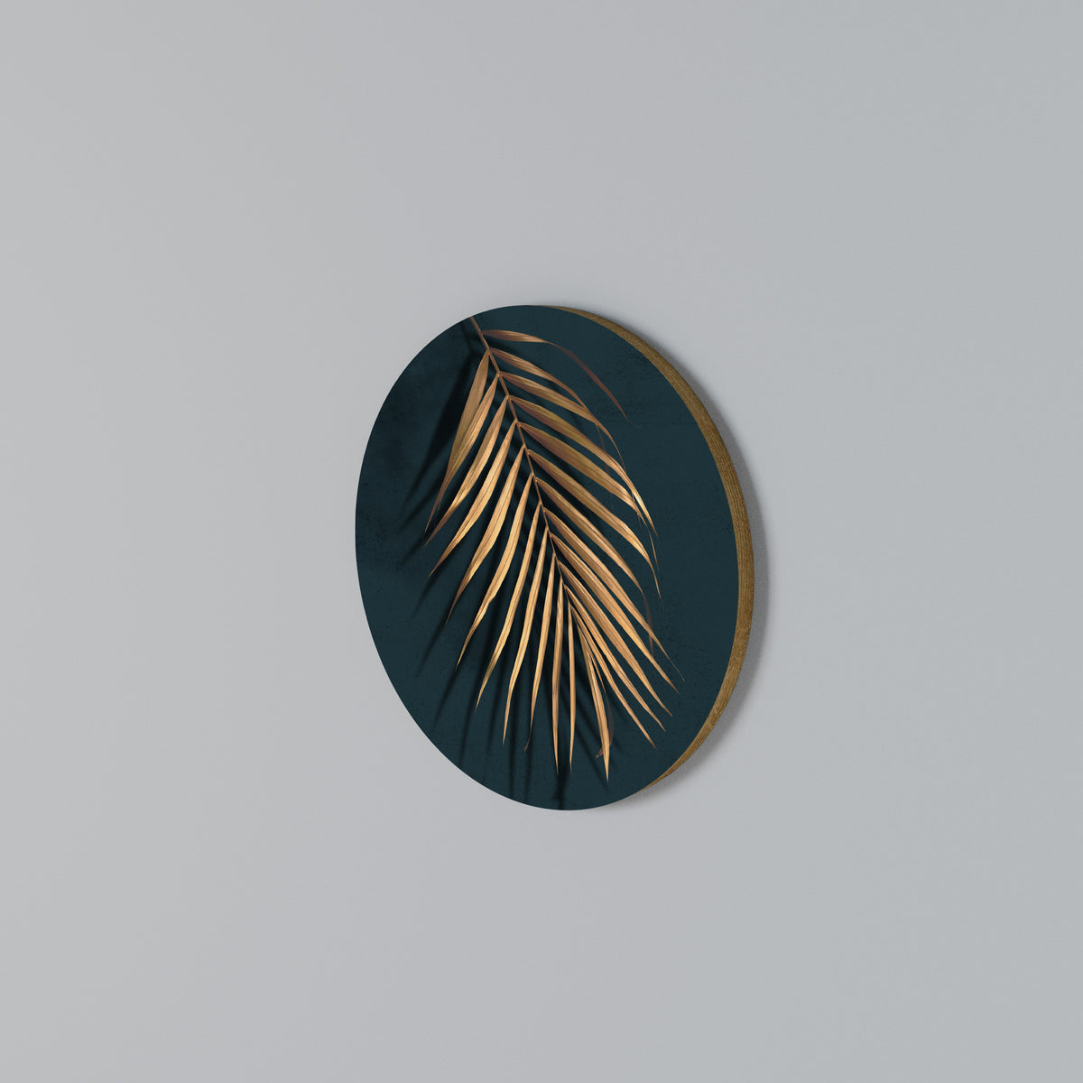 GOLDEN PALM WHISPERS Arte de pared redondo
