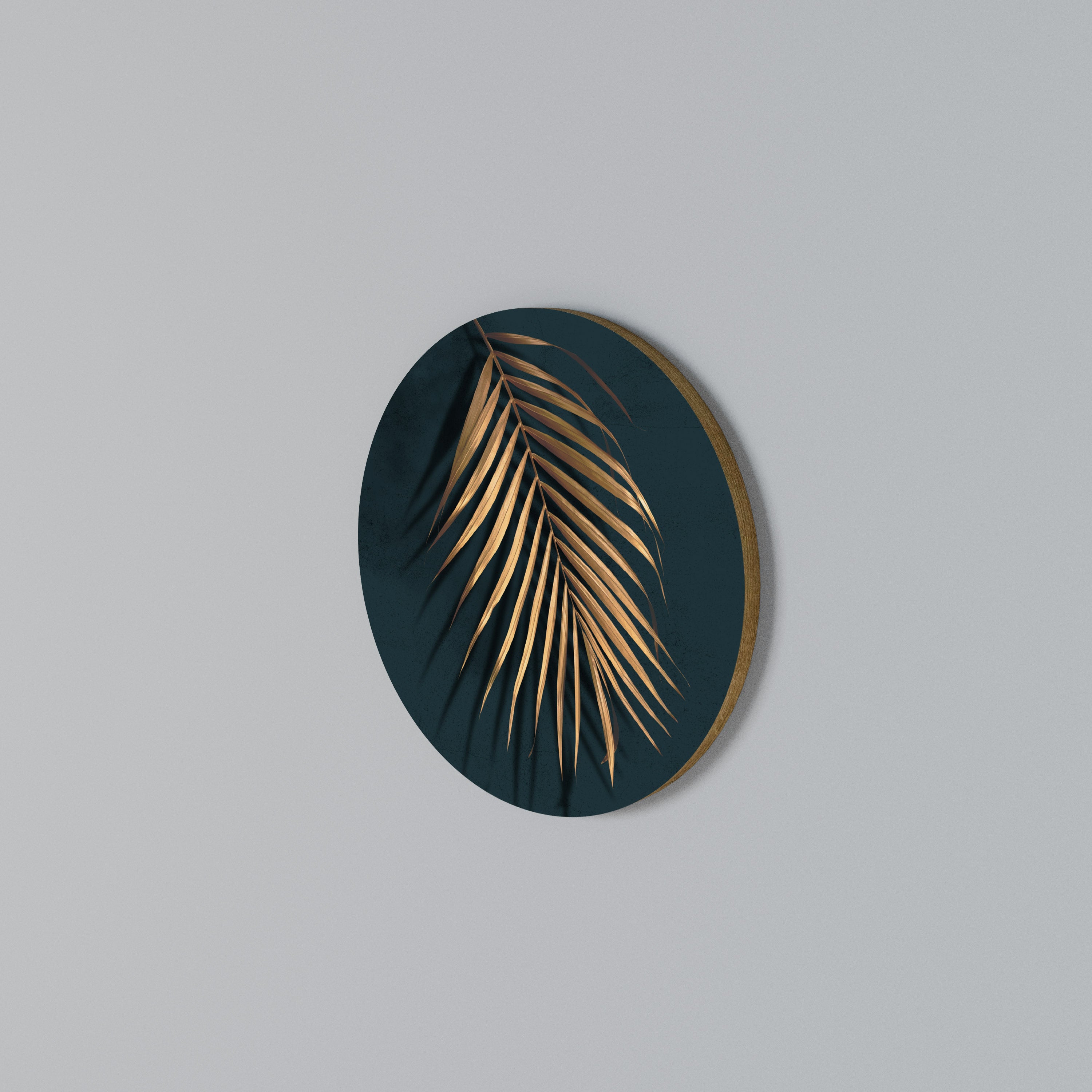 GOLDEN PALM WHISPERS Round Wall Art