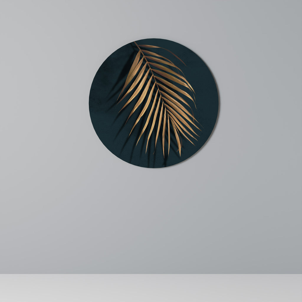 GOLDEN PALM WHISPERS Round Wall Art
