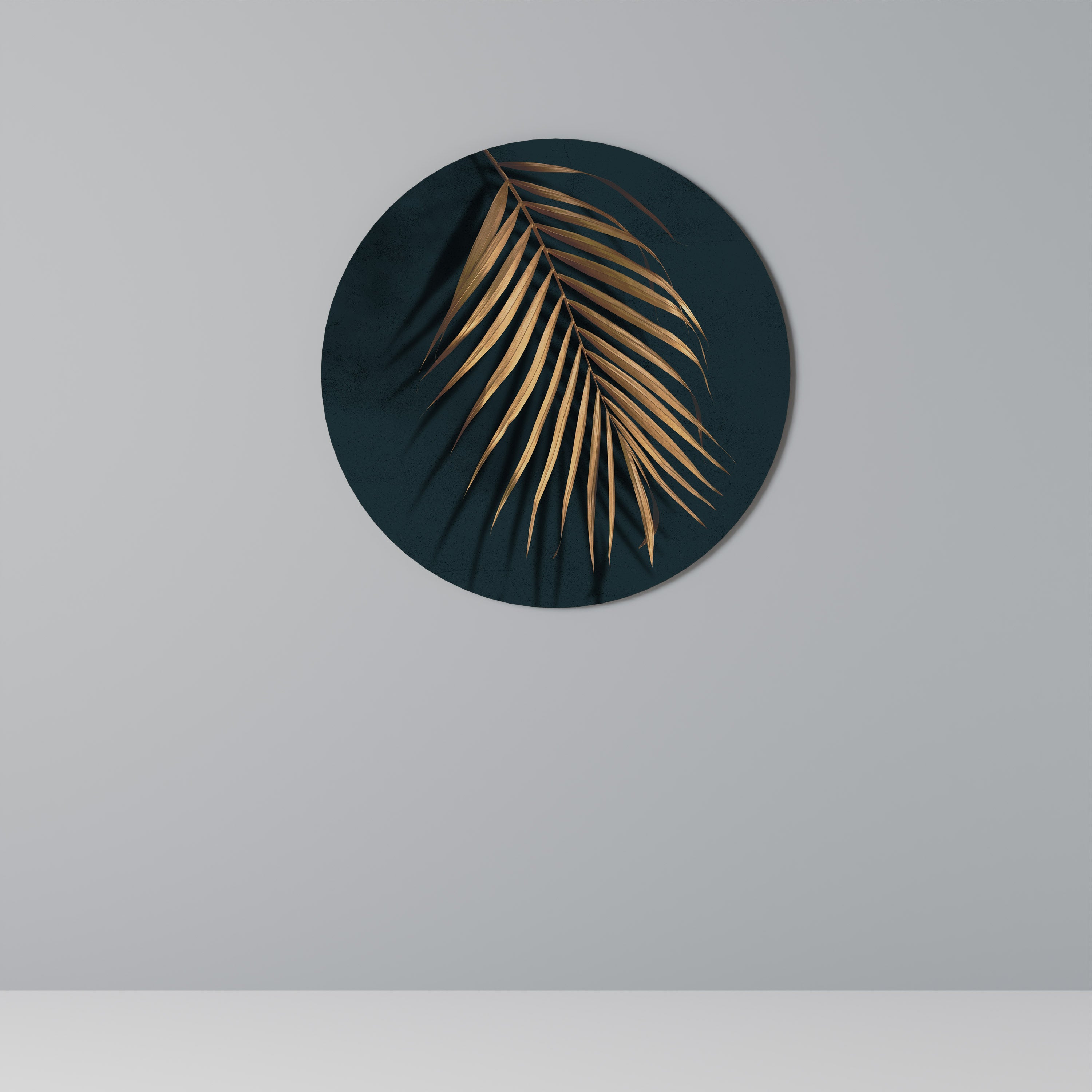 GOLDEN PALM WHISPERS Round Wall Art