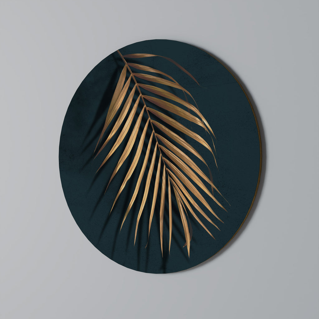 GOLDEN PALM WHISPERS Round Wall Art