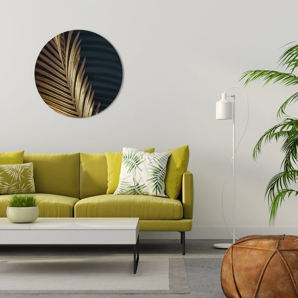 LUXE LEAF DANCE Round Wall Art