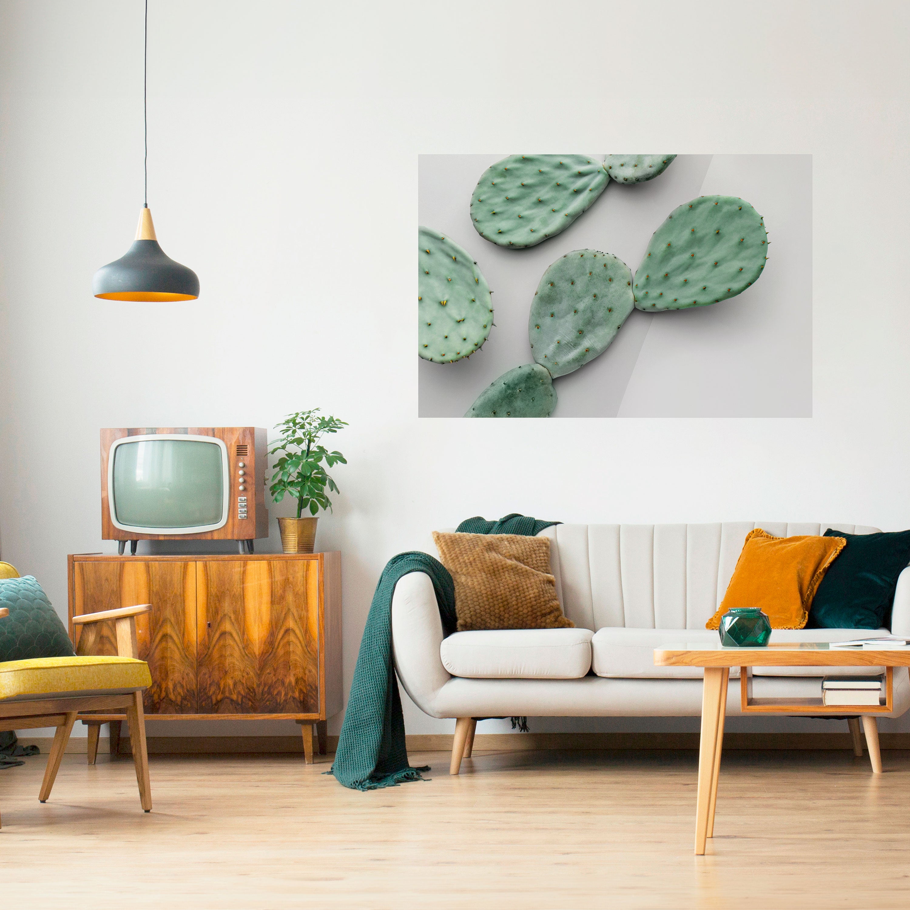 Póster horizontal autoadhesivo "Paisaje de ensueño con cactus"