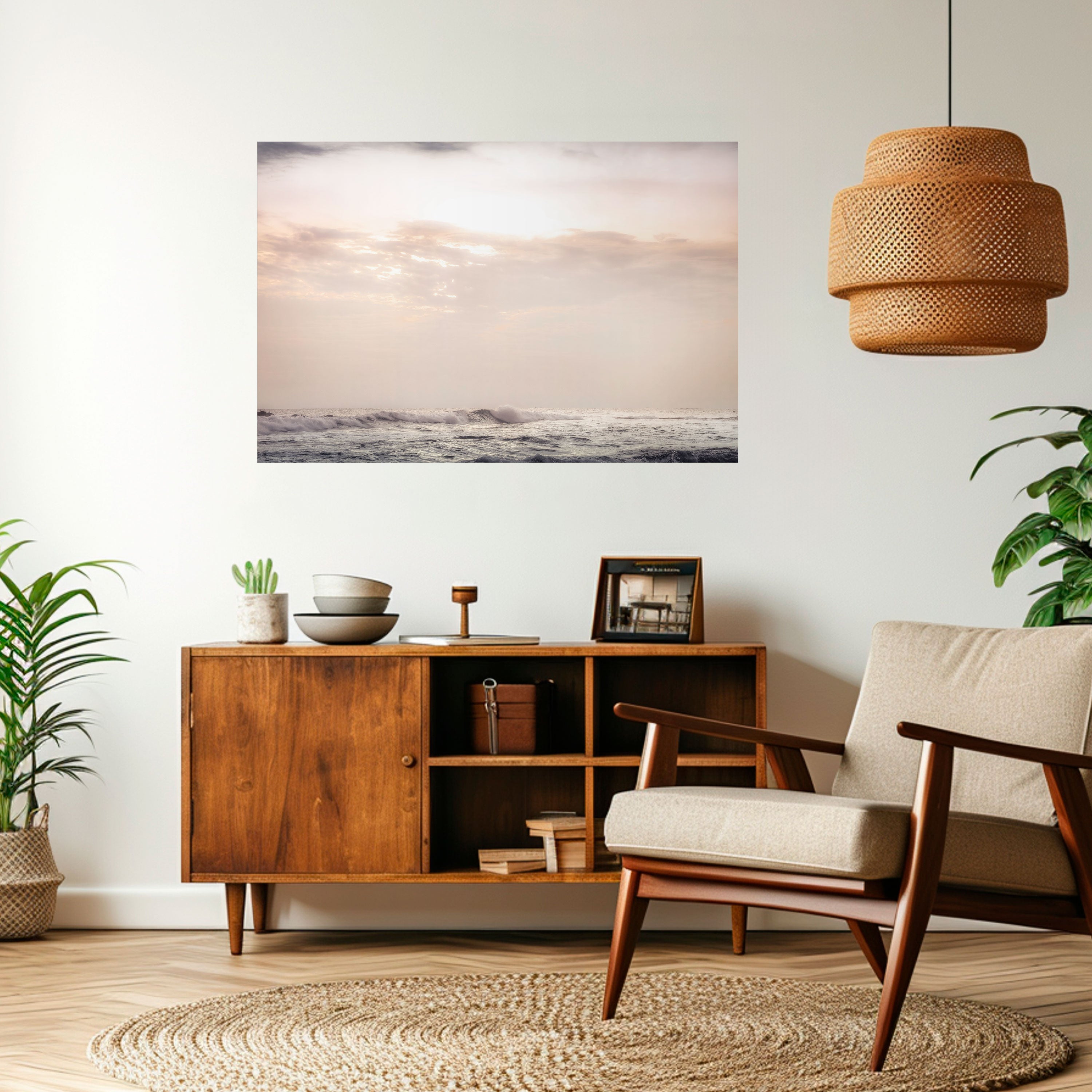 Susurros de olas Póster horizontal autoadhesivo