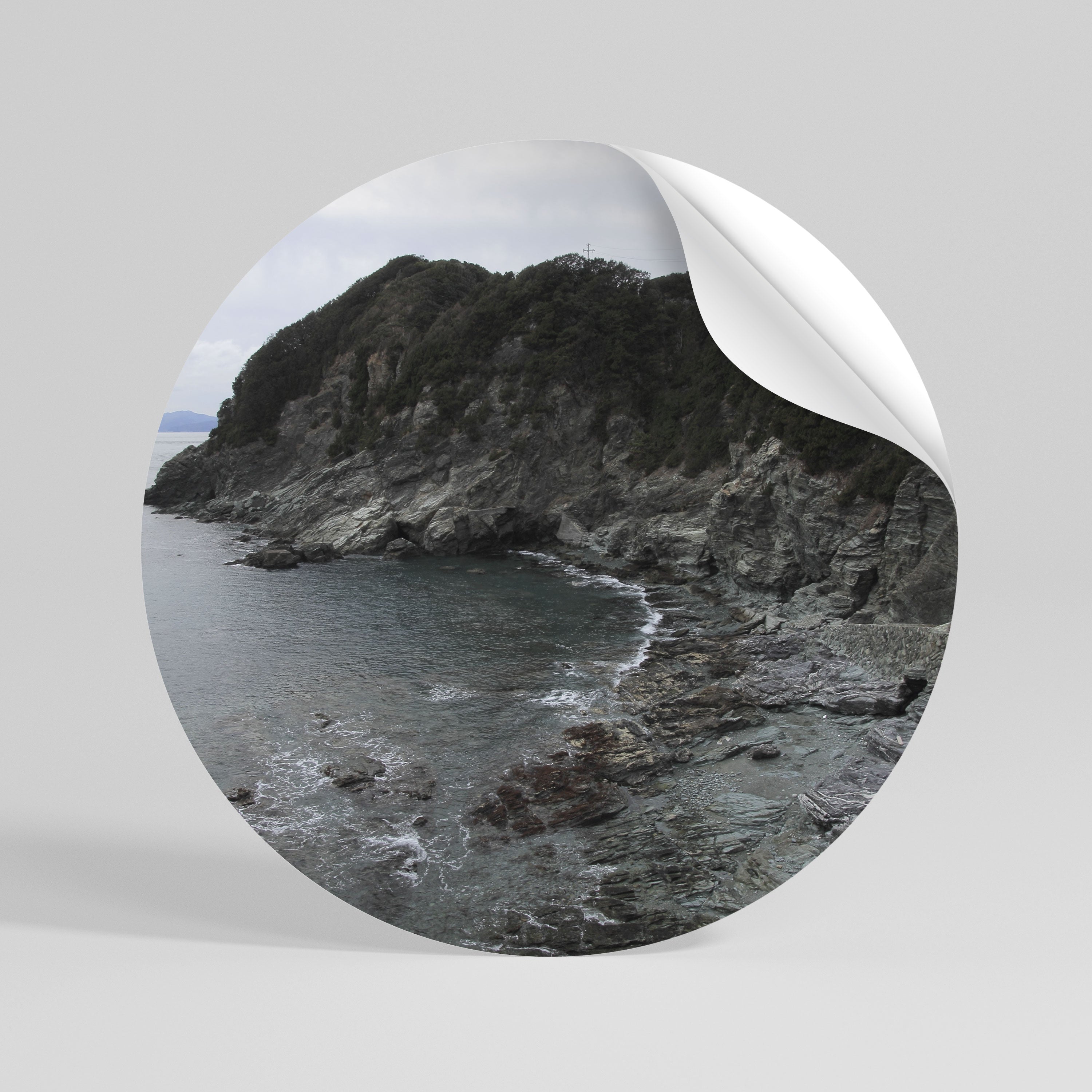 STONE MELODY AT SEA Peel and Stick Round Sticker