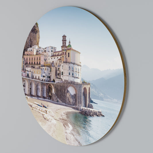 SEASIDE ARCHITECTURAL FANTASY Arte de pared redondo