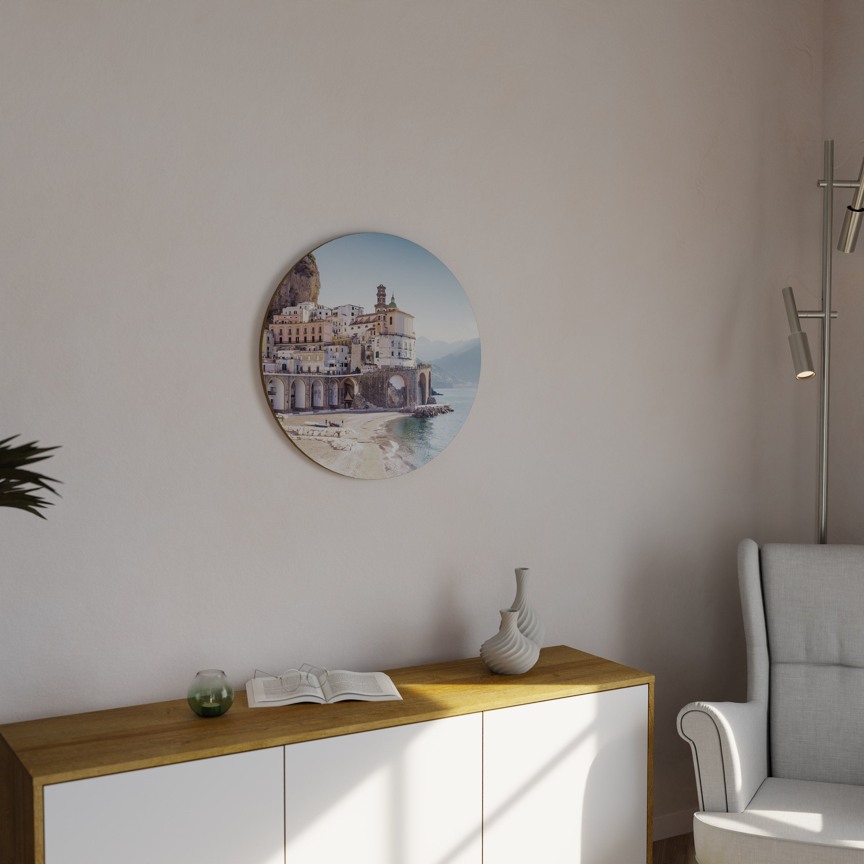 SEASIDE ARCHITECTURAL FANTASY Round Wall Art