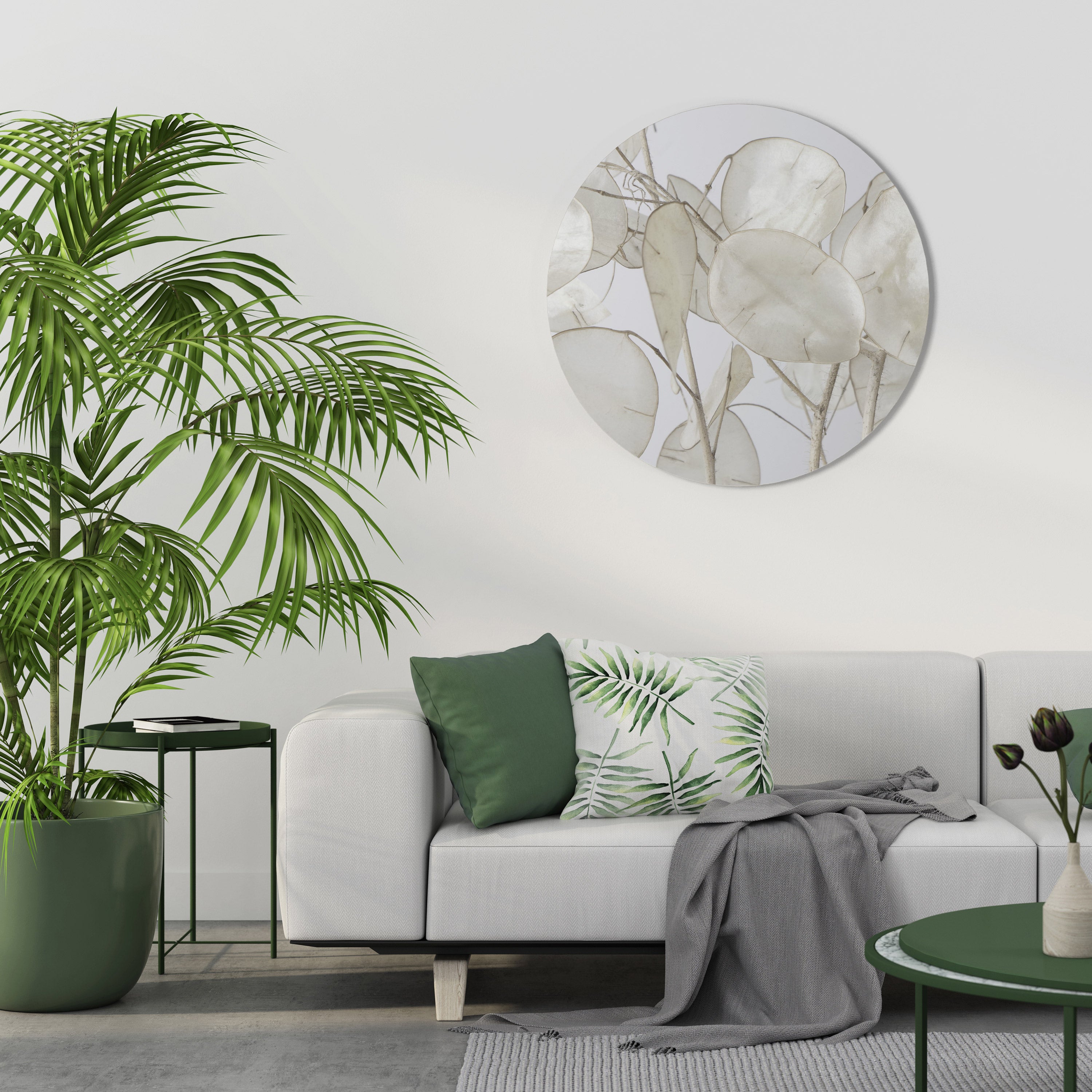 SILKY FOLIAGE WHISPERS Round Wall Art